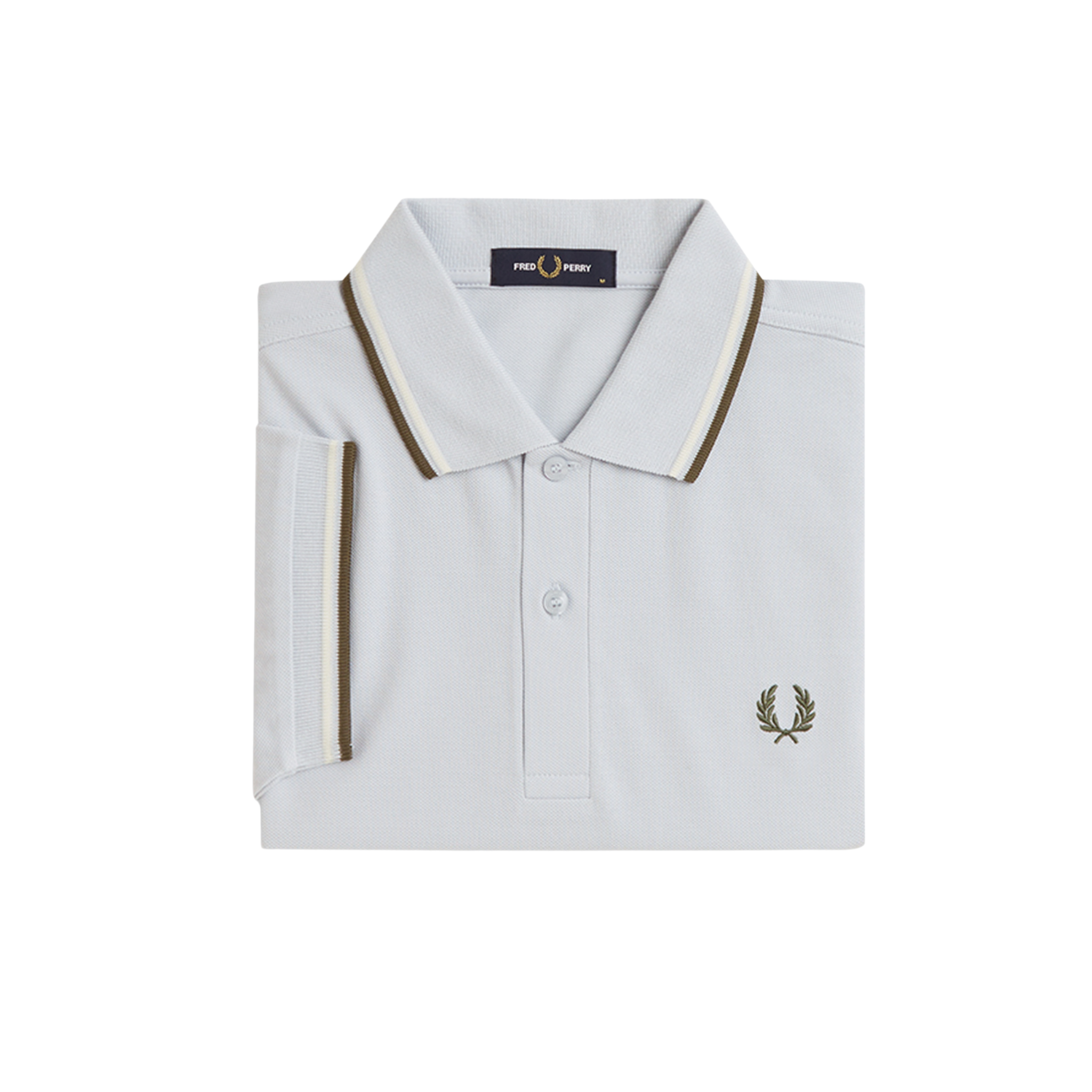 Mens Fred Perry Dusky Blue/Ecru/Laurel Twin Tipped S/s Polo