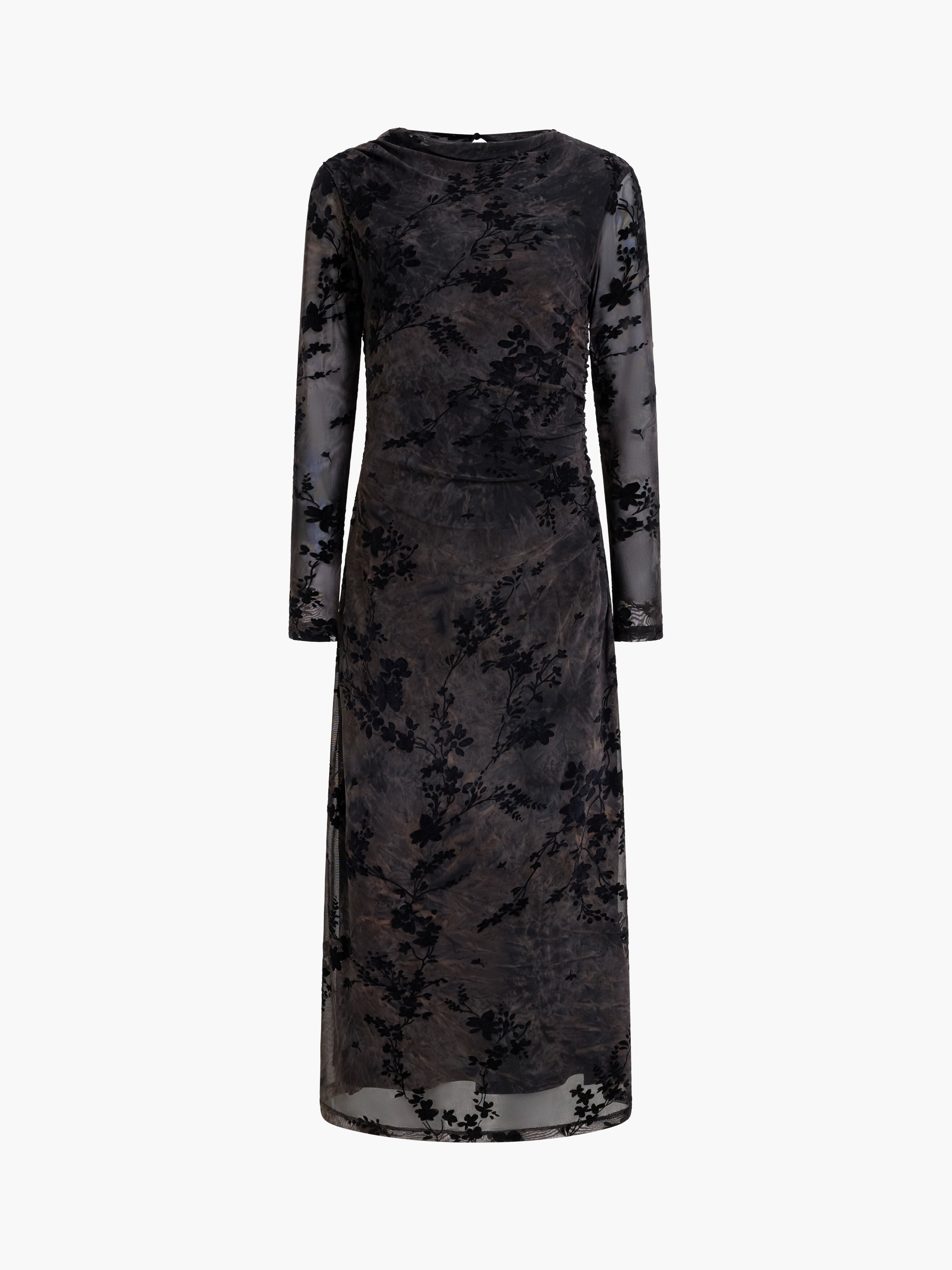 Womens French Connection Black/Brown Kenny Mesh Burnout Midi Dress