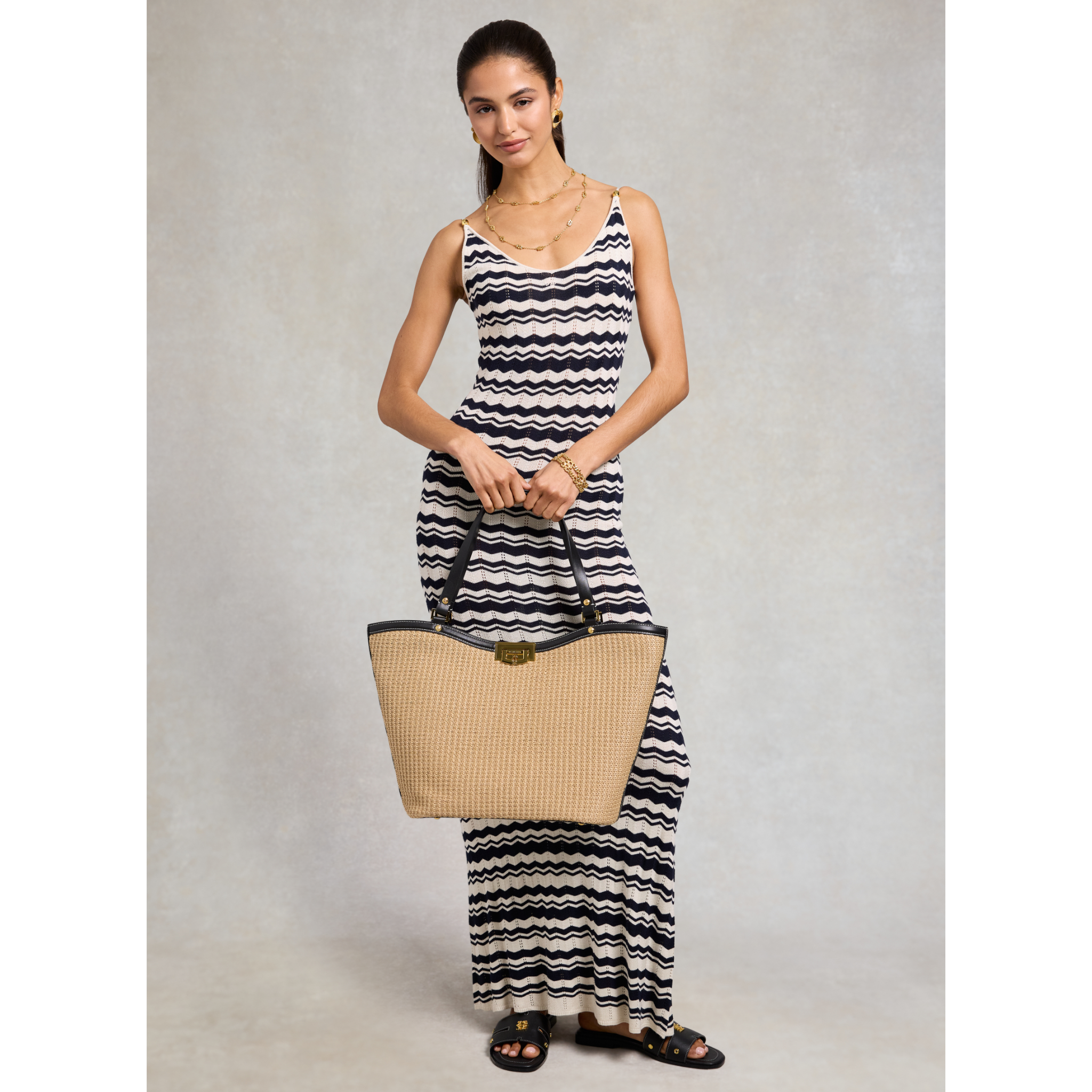 Womens Holland Cooper Natural/Black Cannes Shopper