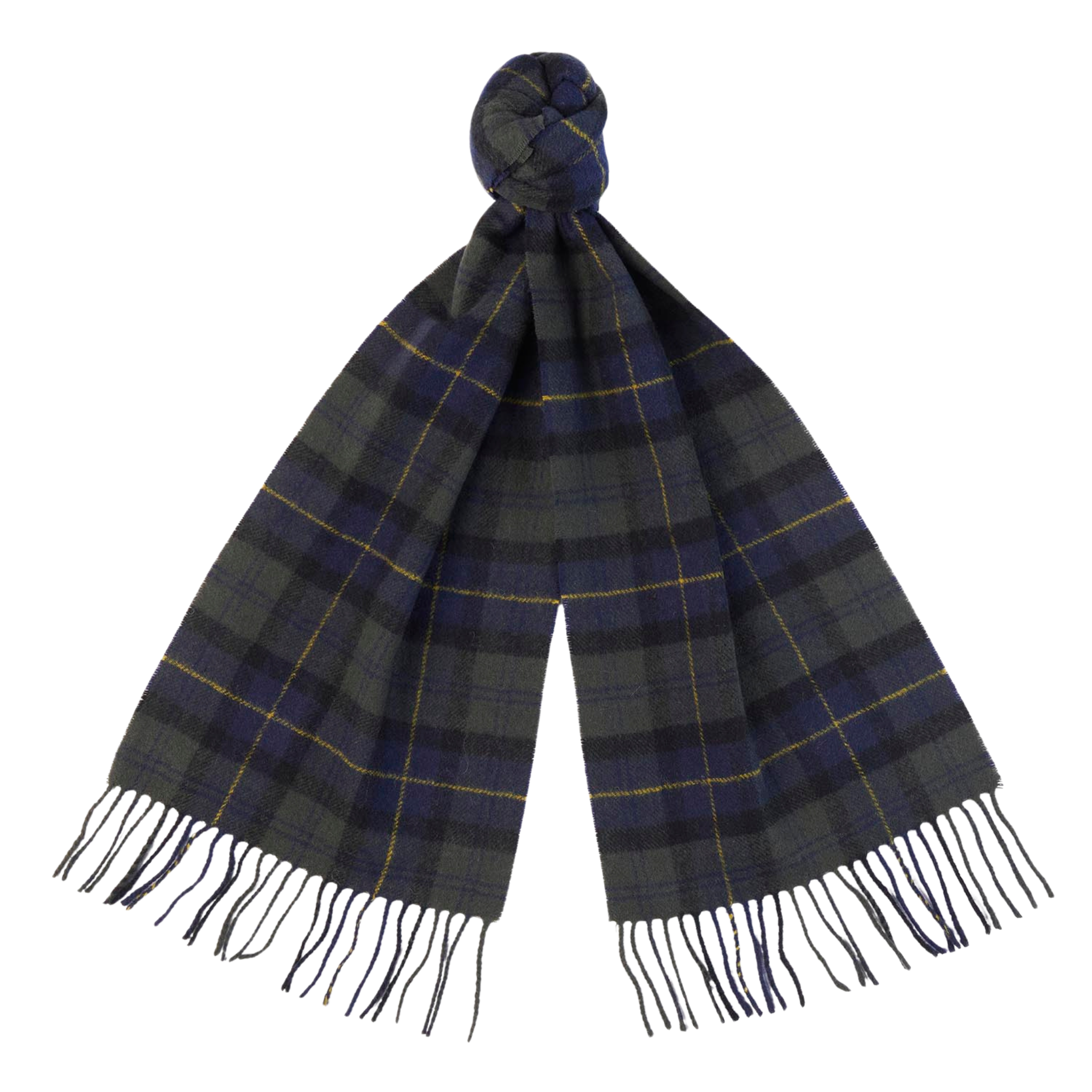 Barbour Olive Night Tartan Lambswool Scarf