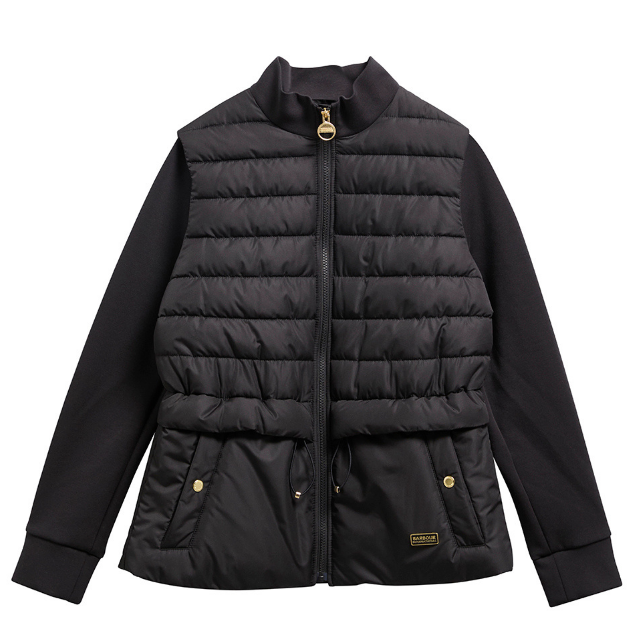 Womens Barbour International Black Ari Quilted Sweat Jacket