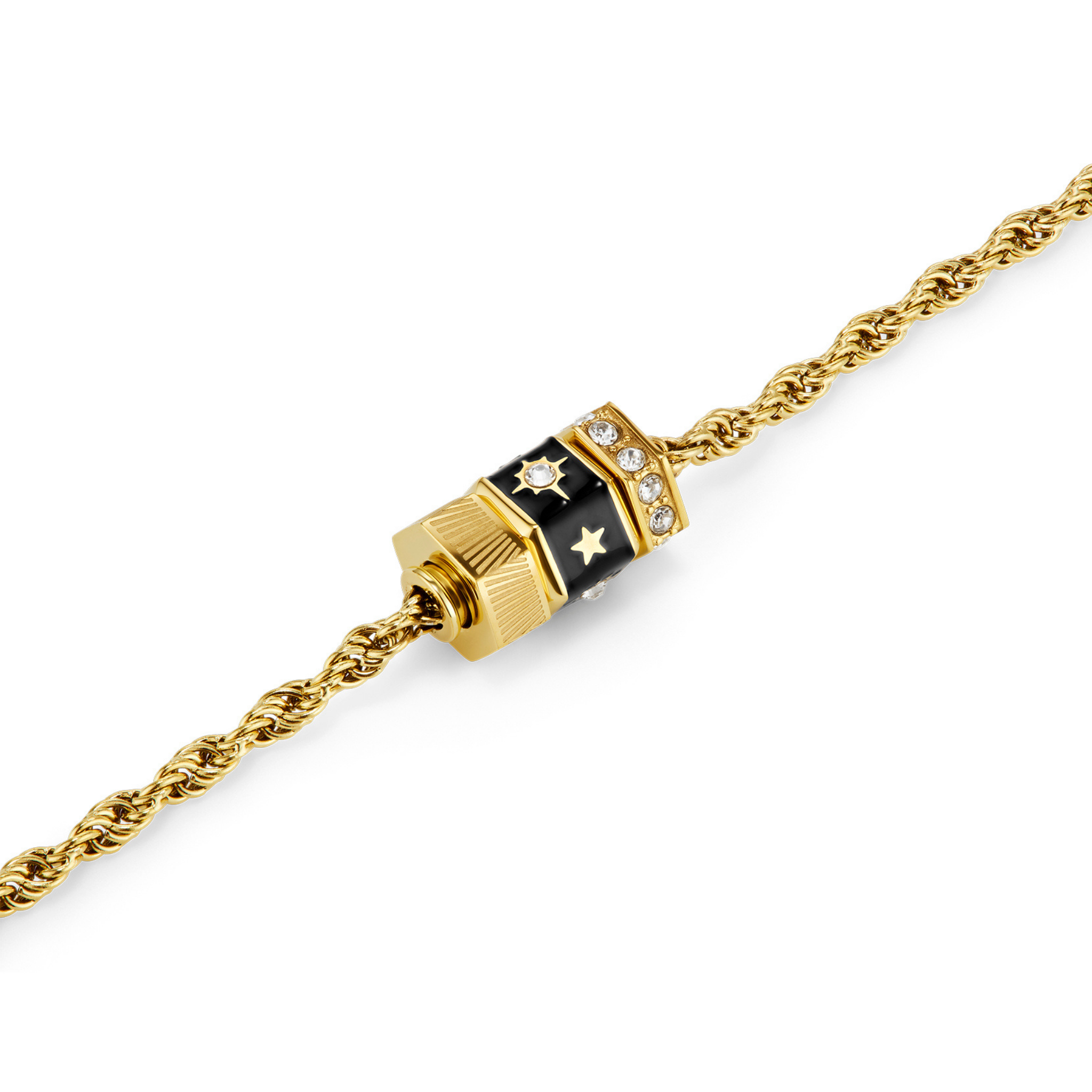 Womens Olivia Burton Gold/Black Bead Charms Bracelet
