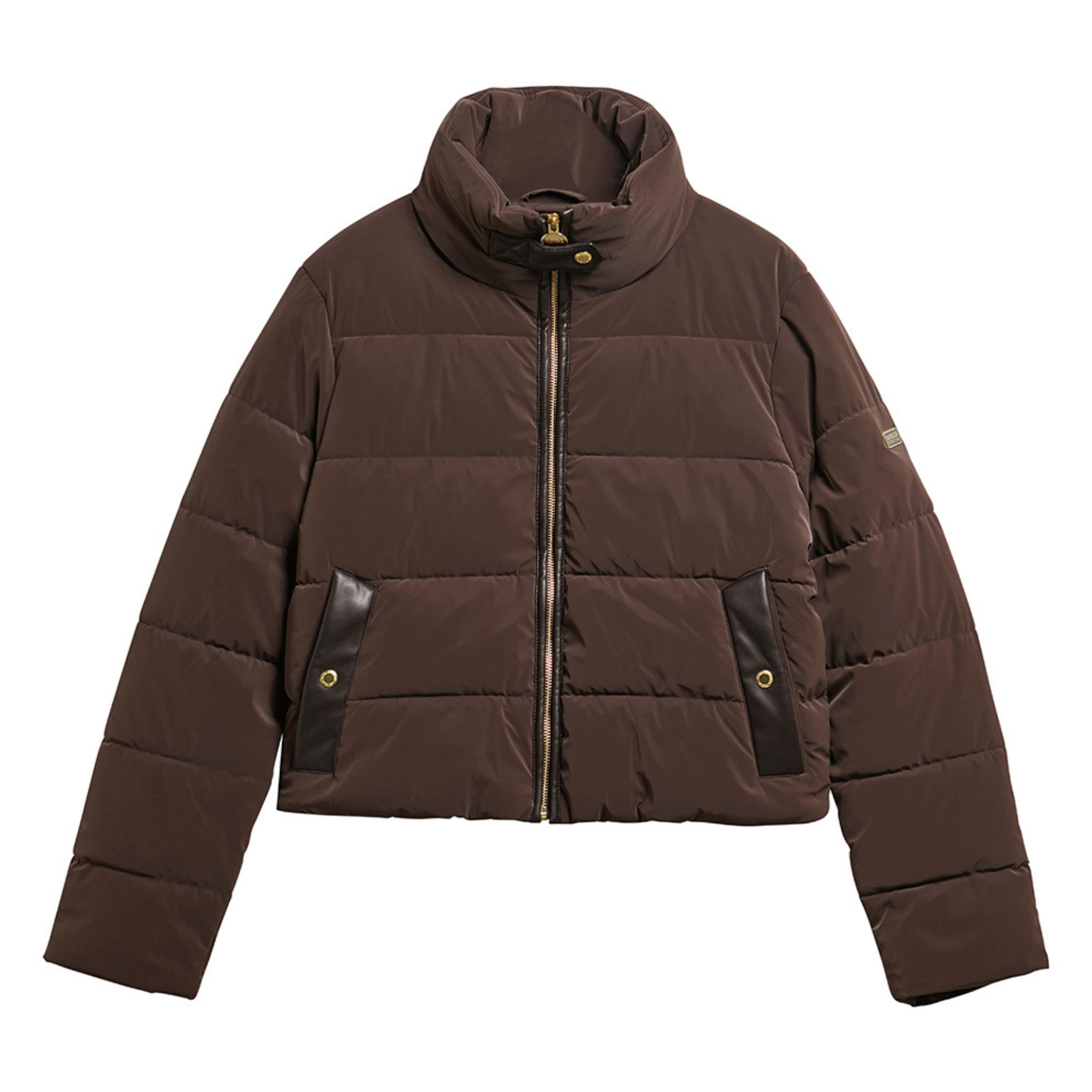 Womens Barbour International Truffle Halina Faux Velvet Puffer Jacket
