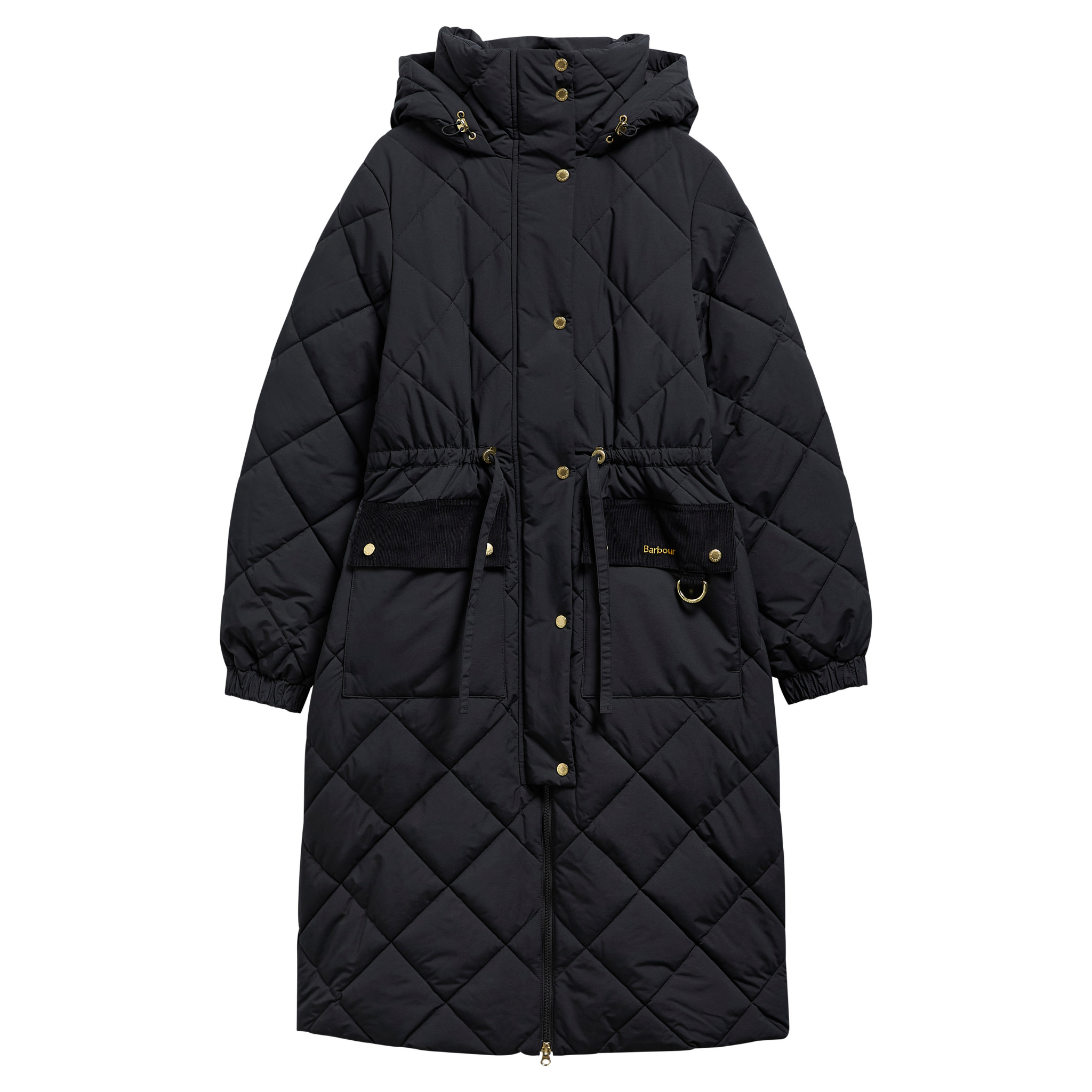 Womens Barbour Black/Ancient Alverstone Puffer Coat