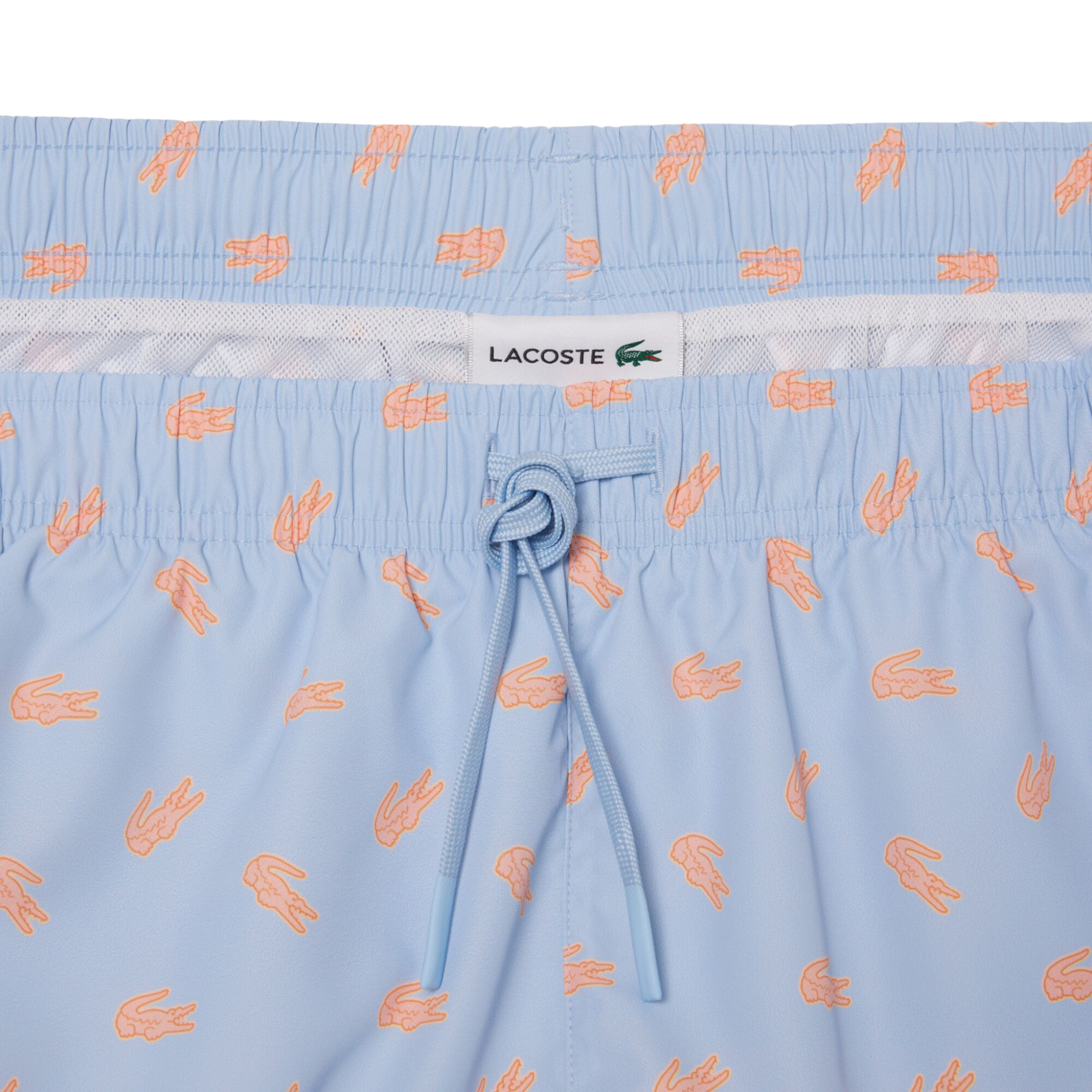 Mens Lacoste Chambray Crocodile Print Swim Shorts