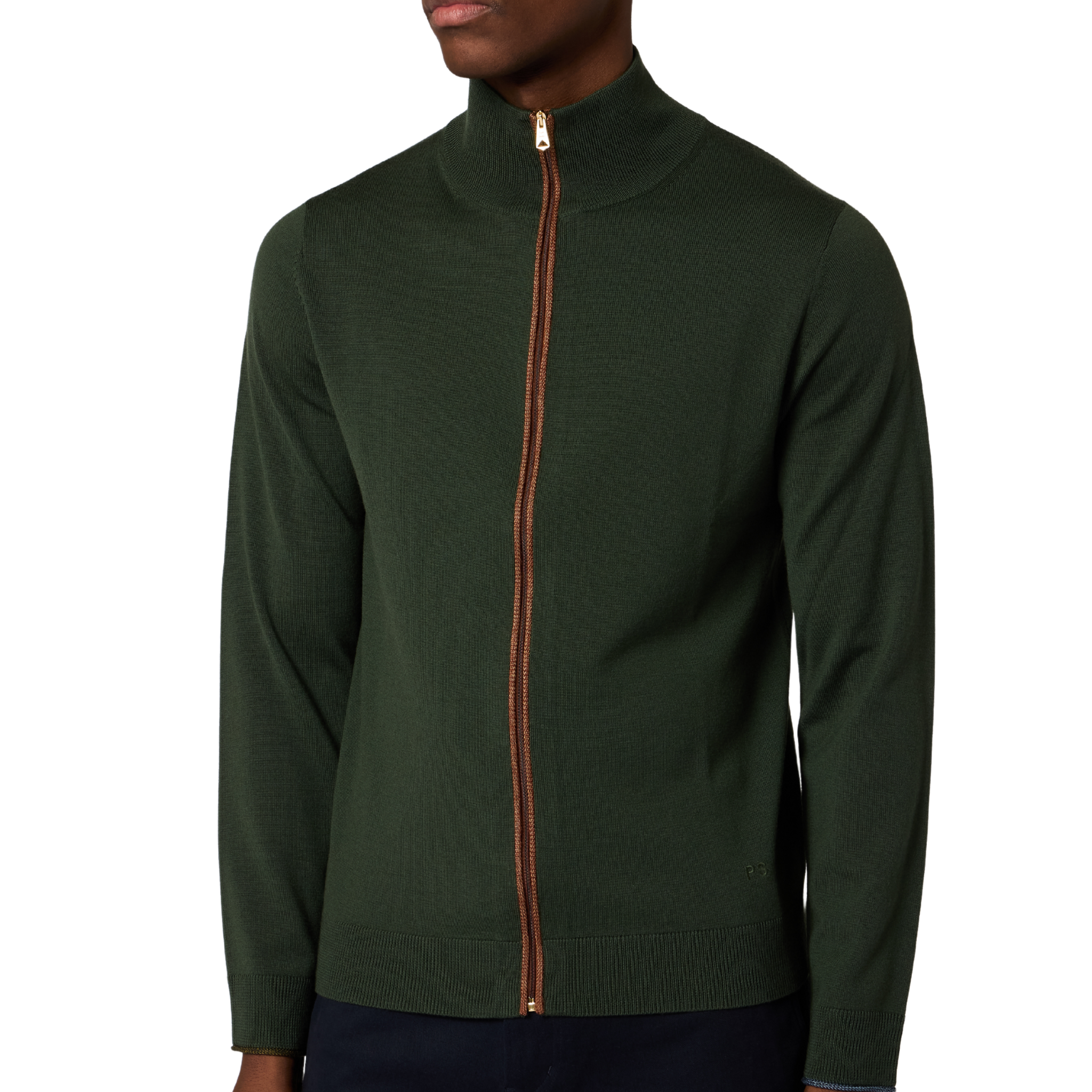 Mens Paul Smith Green Zip Through Cardigan