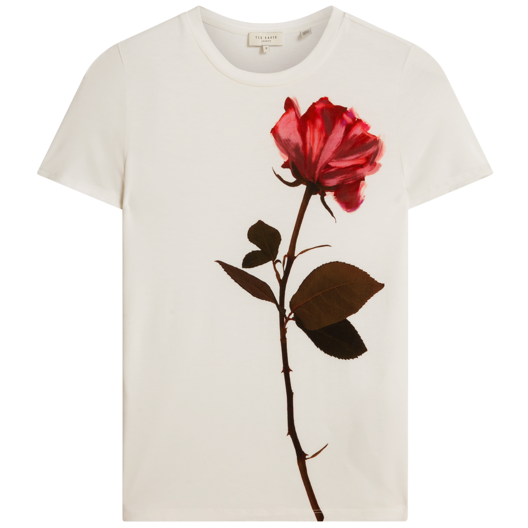 Womens Ted Baker Ivory Jeneli Floral Printed Fitted S/s T Shirt