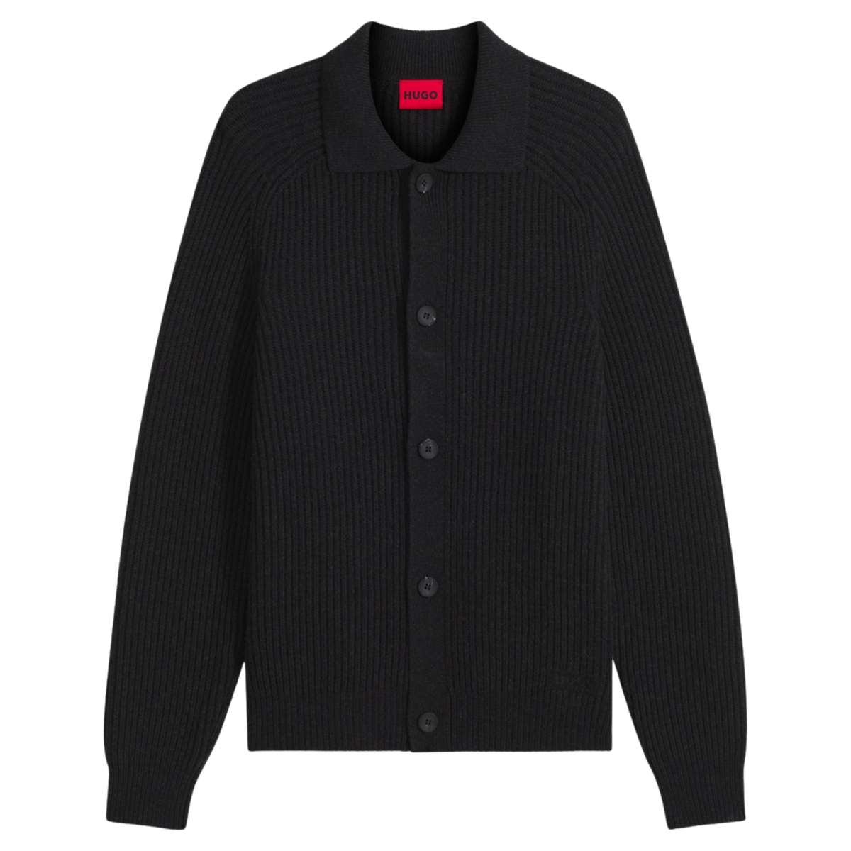 Mens HUGO Black Sardeep Knitted Overshirt Cardigan