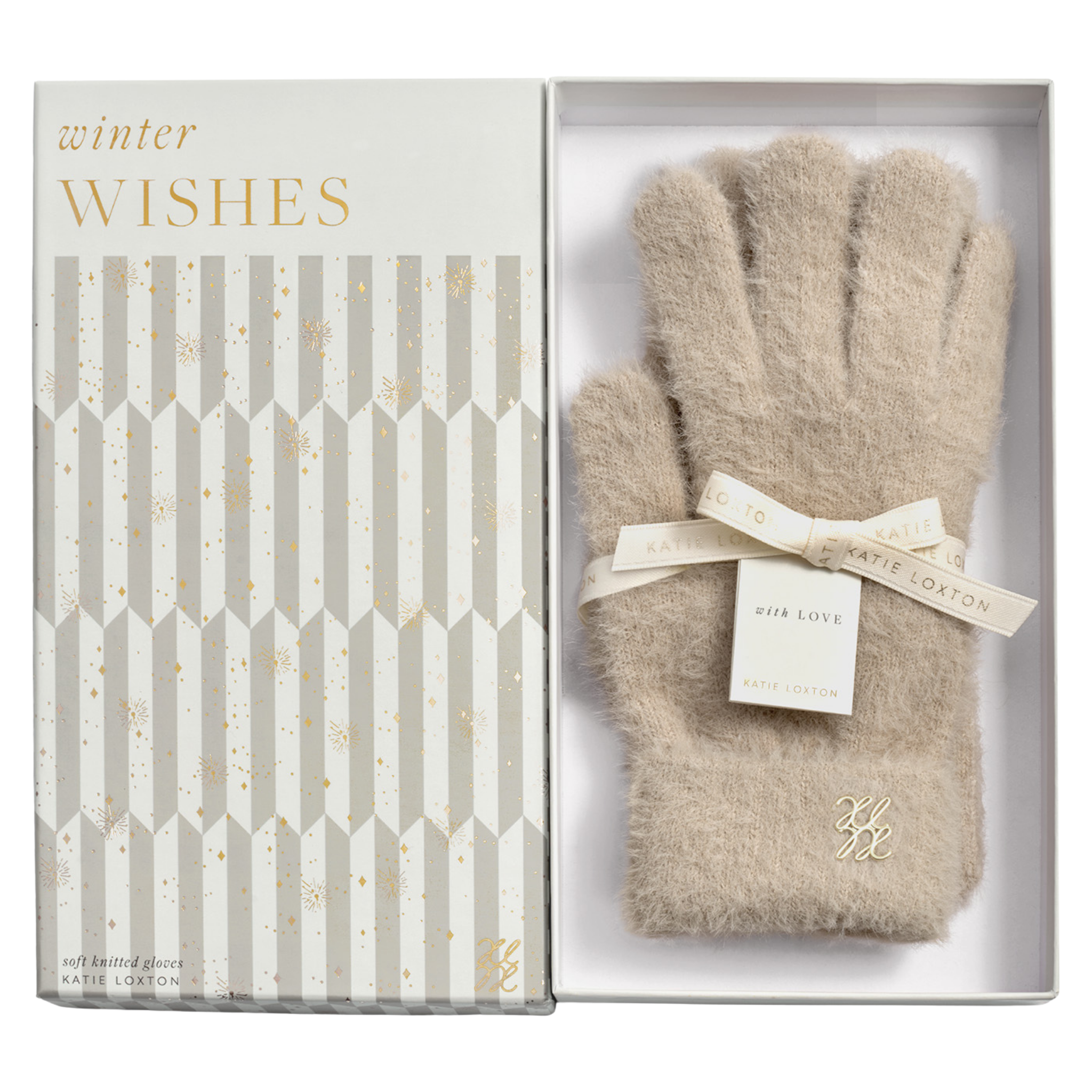 Womens Katie Loxton Taupe Boxed Soft Knit Gloves