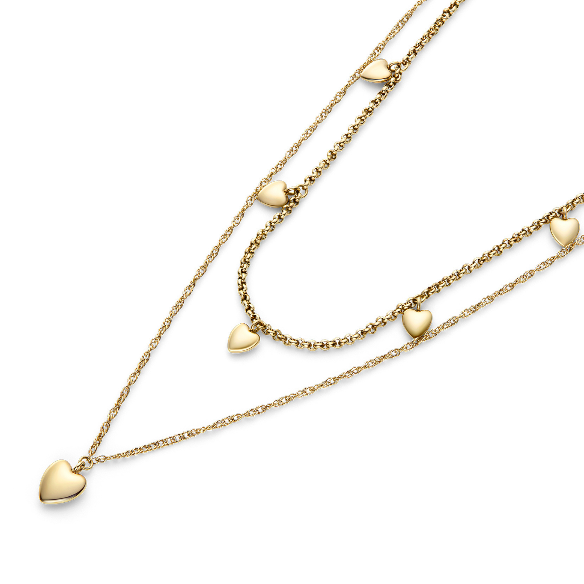 Womens Olivia Burton Gold Layered Mini Hearts Necklace
