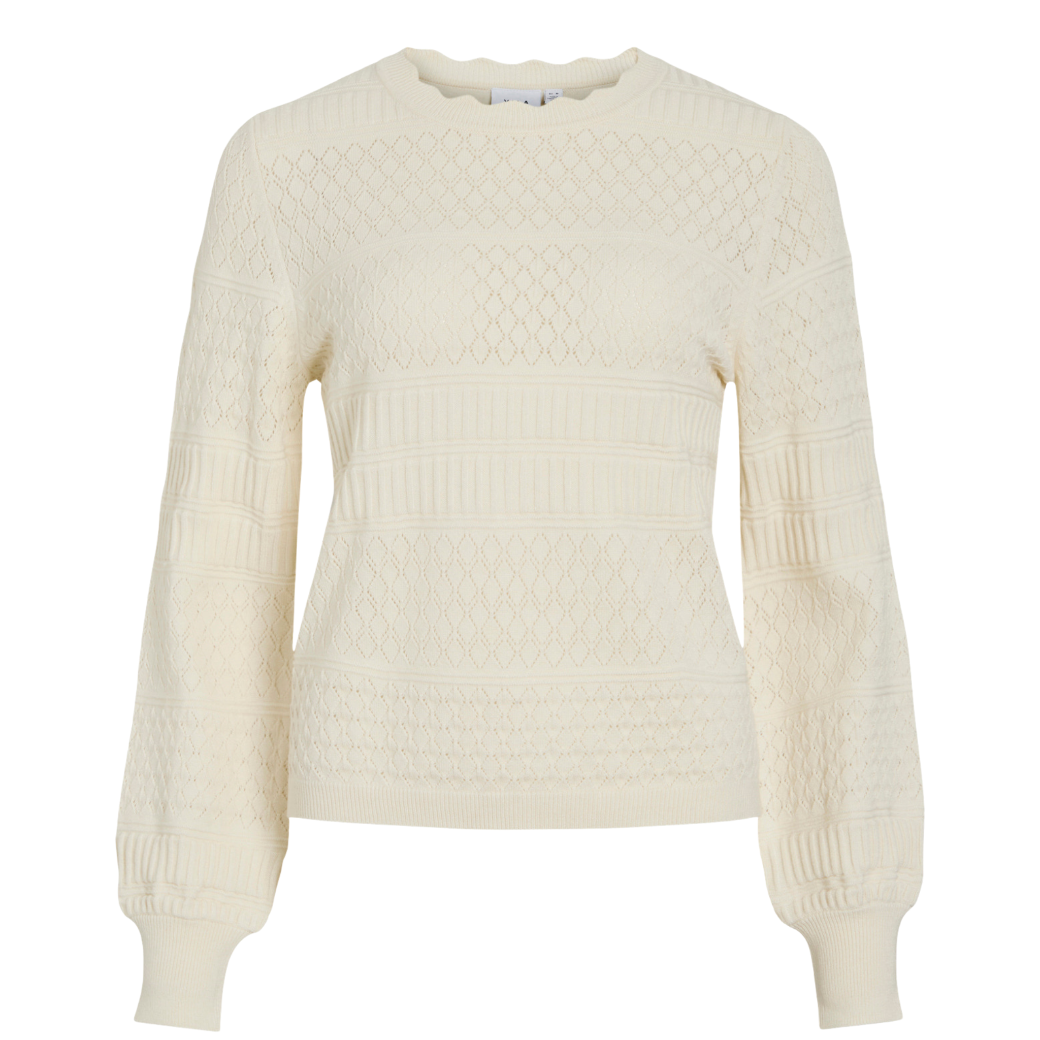 Womens Vila Whisper White Vimilos Pointelle L/s Top