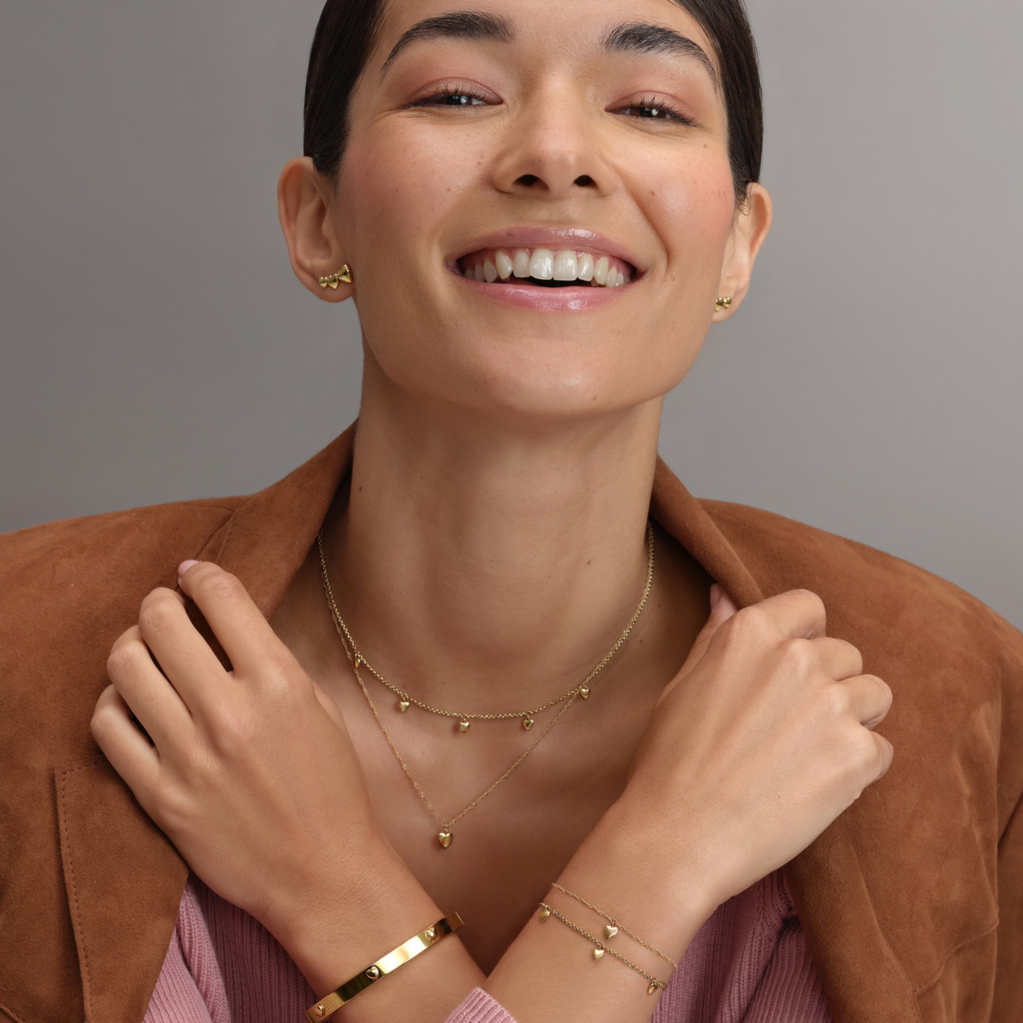 Womens Olivia Burton Gold Layered Mini Hearts Necklace