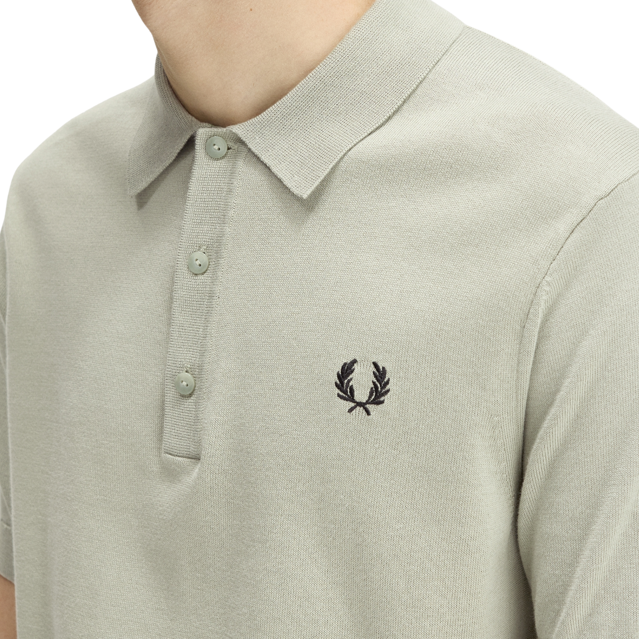 Mens Fred Perry Seagrass Cotton Knitted S/s Polo Shirt