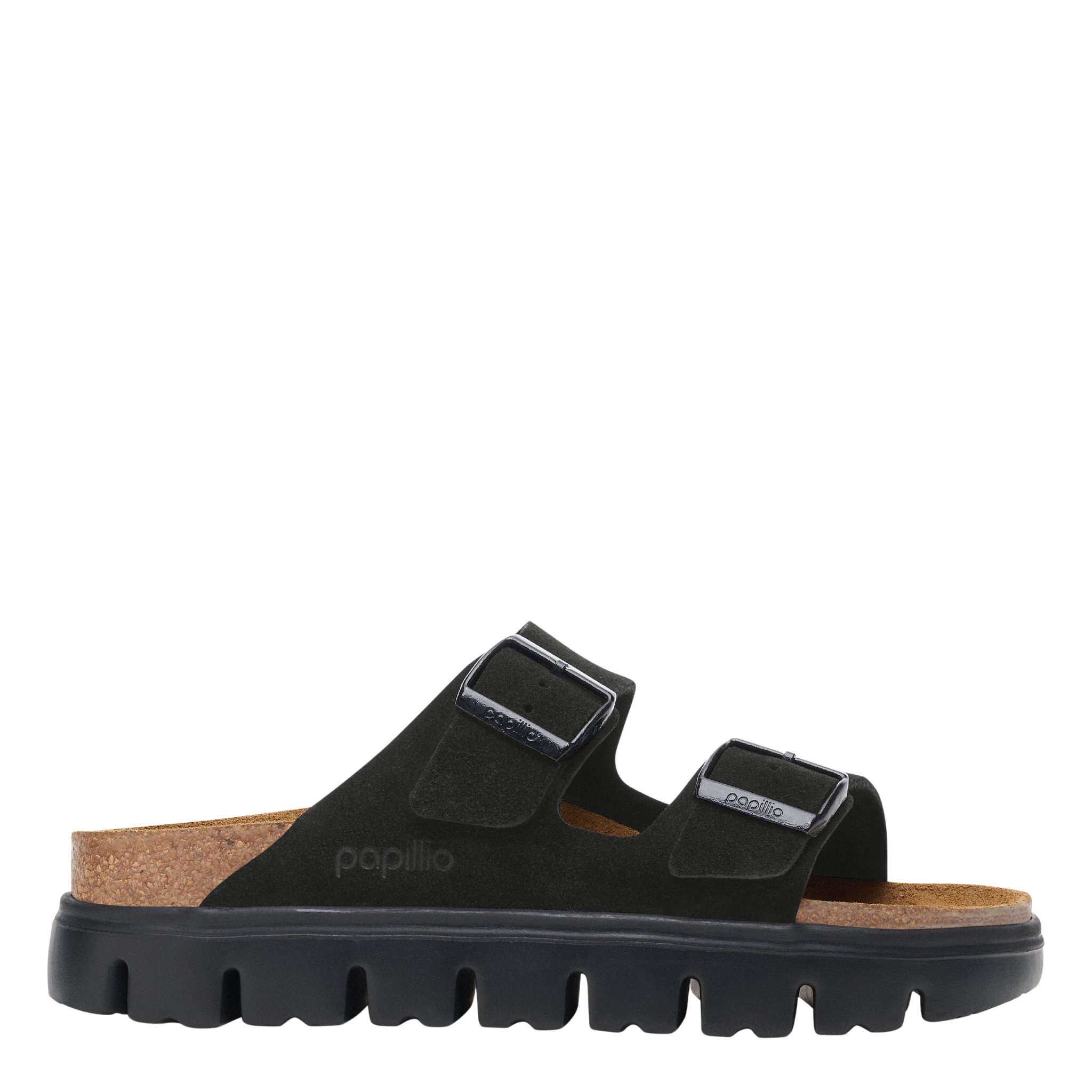 Womens Birkenstock Black Arizona Chunky Suede Sandals