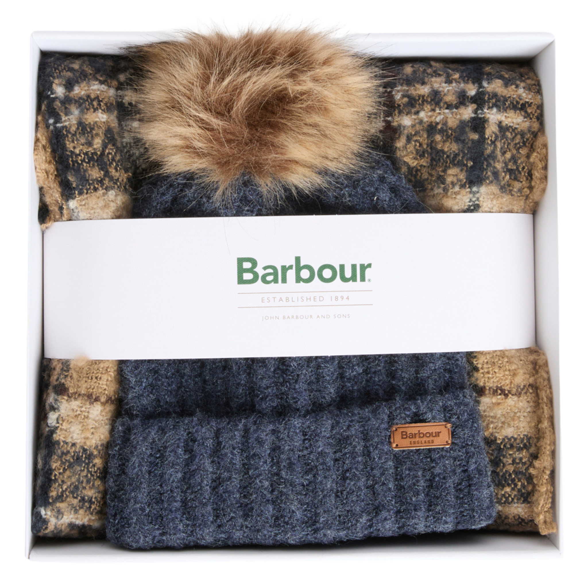 Womens Barbour Birchwood Saltburn Beanie & Scarf Set