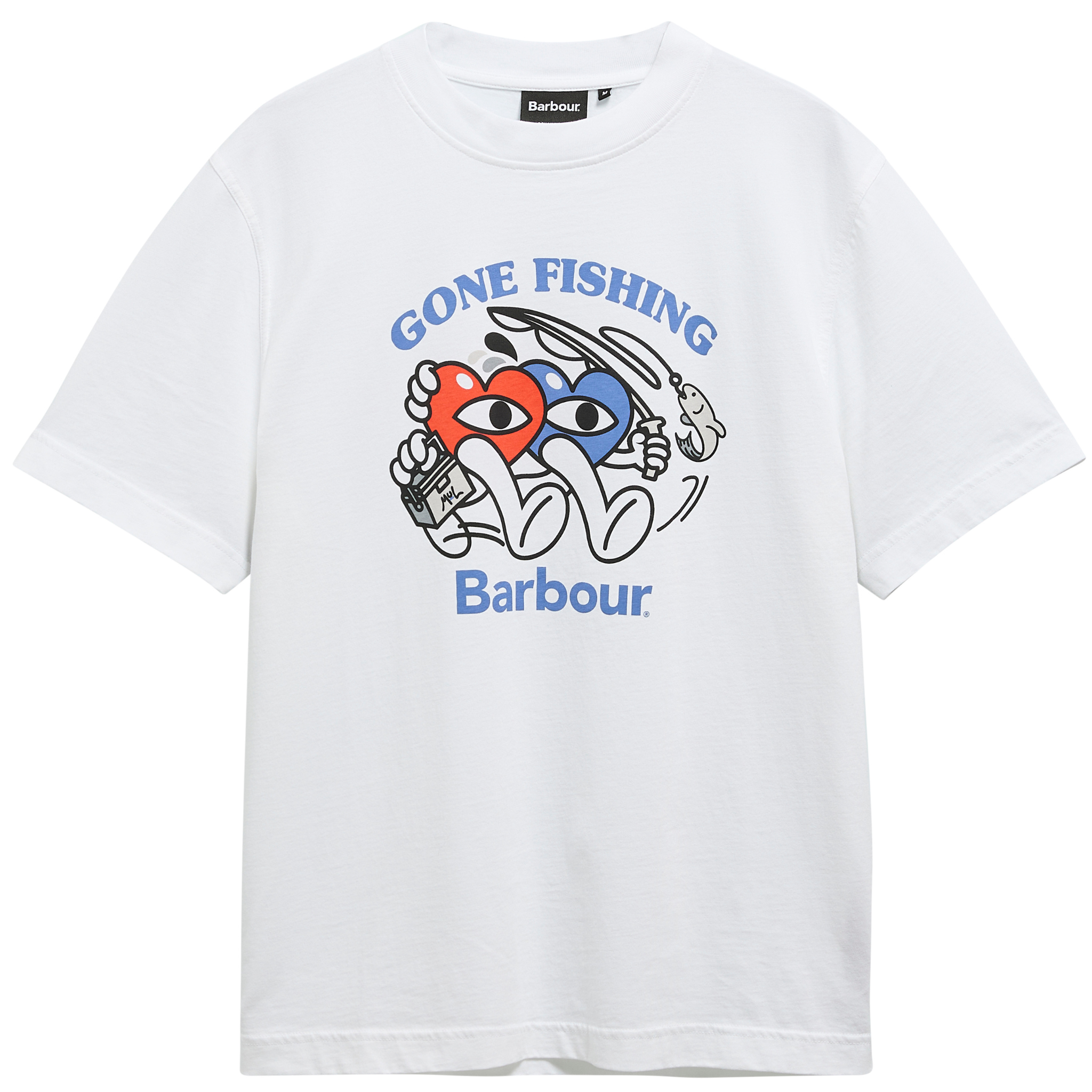 Mens Barbour x Mul White Fishing S/s T Shirt