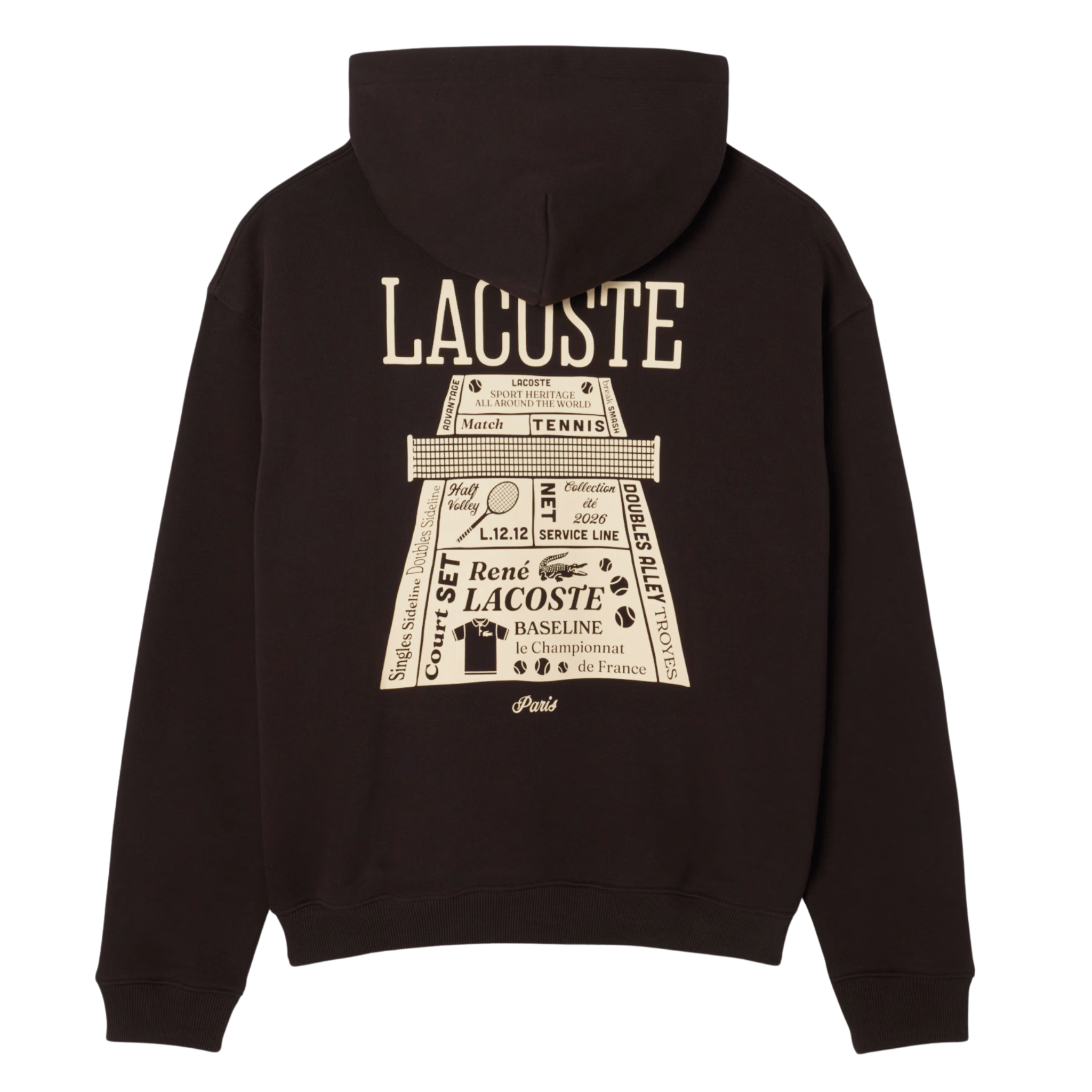Mens Lacoste Brown Loose Fit Back Print Hoodie