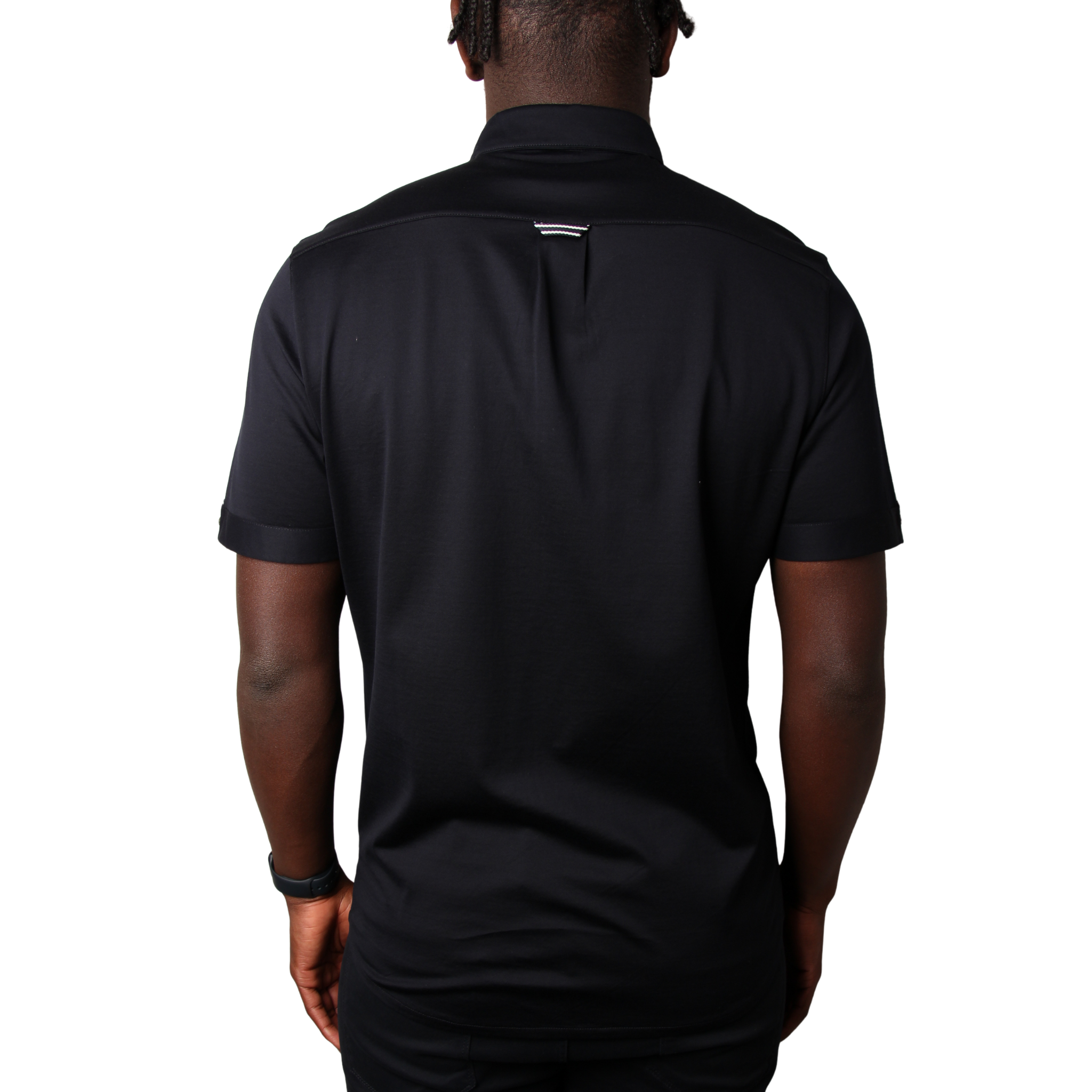 Mens Mercery Navy Regal Zip Neck S/s Polo Shirt