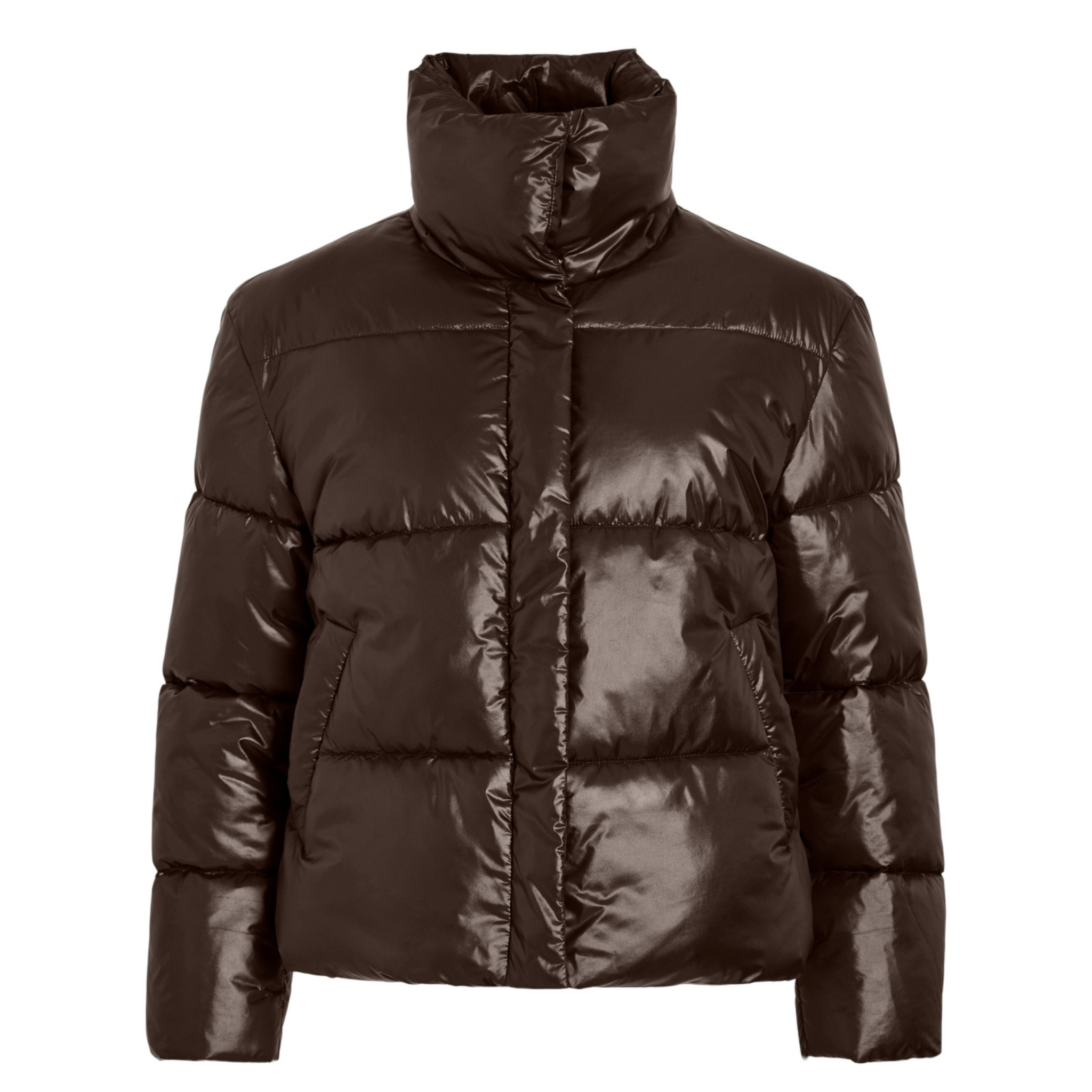 Womens Vila Fig Vilidda Shiny Puffer Short Jacket
