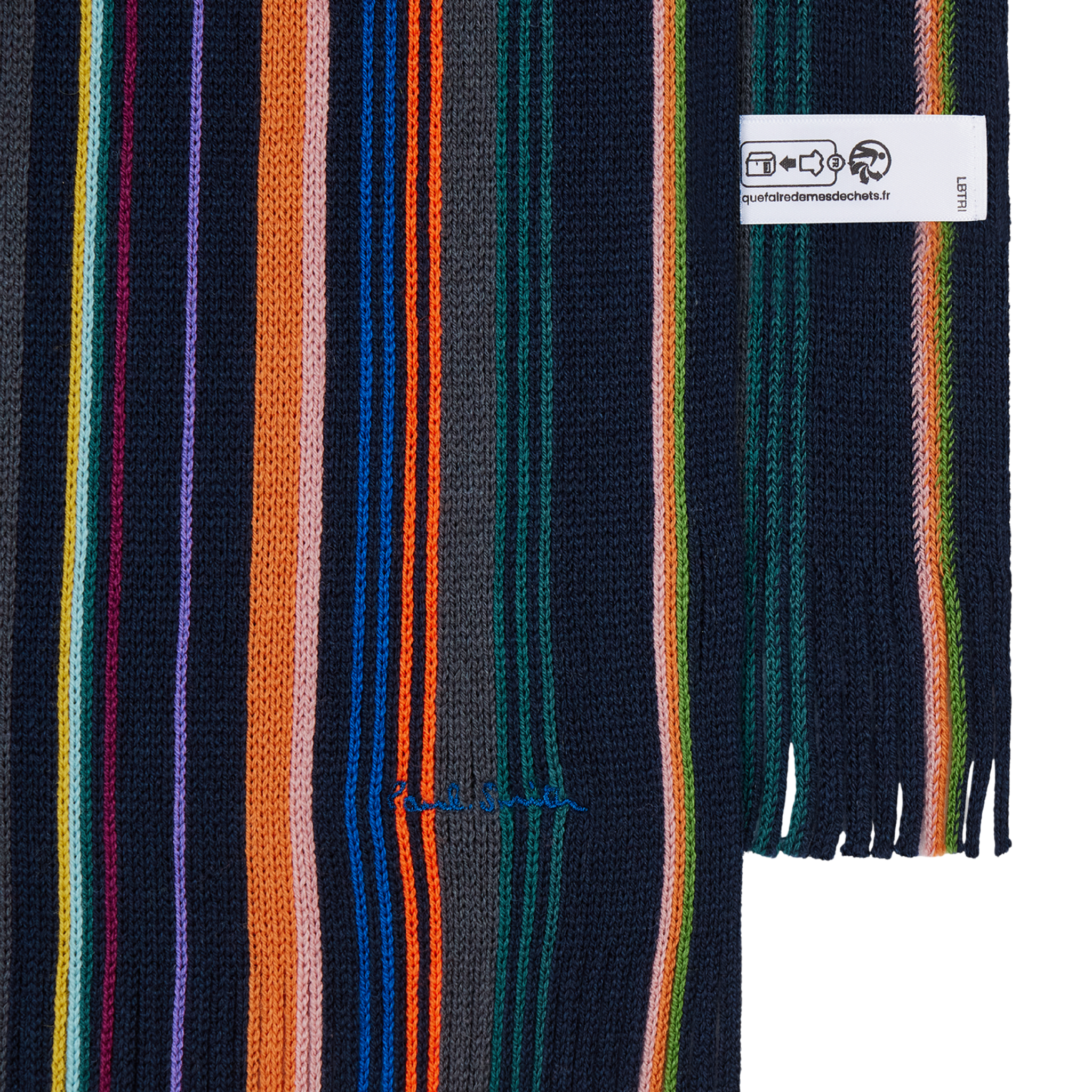 Mens Paul Smith Blue Ivan Stripe Merino Wool Scarf