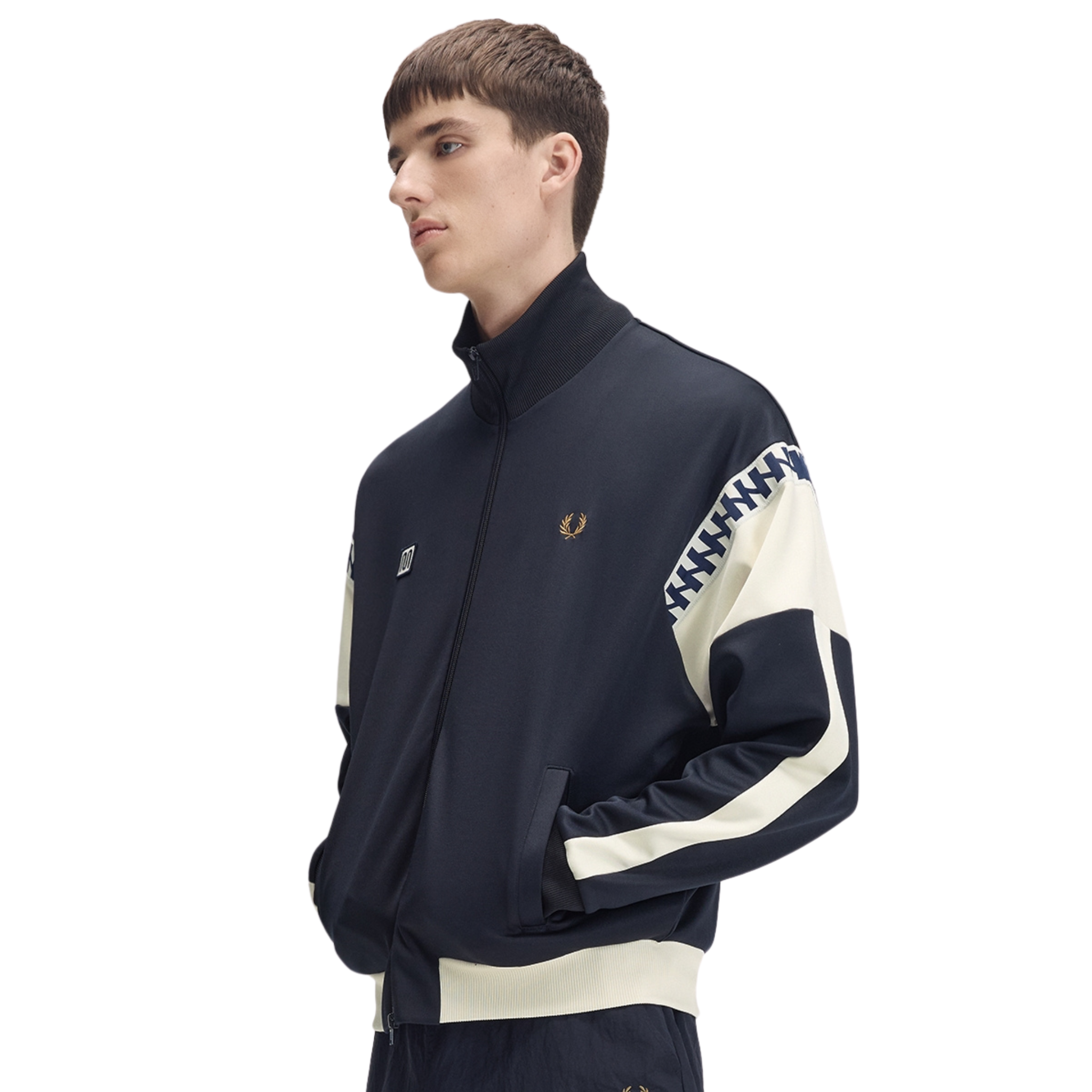 Mens Fred Perry x Meyba Navy Cut & Sew Track Jacket