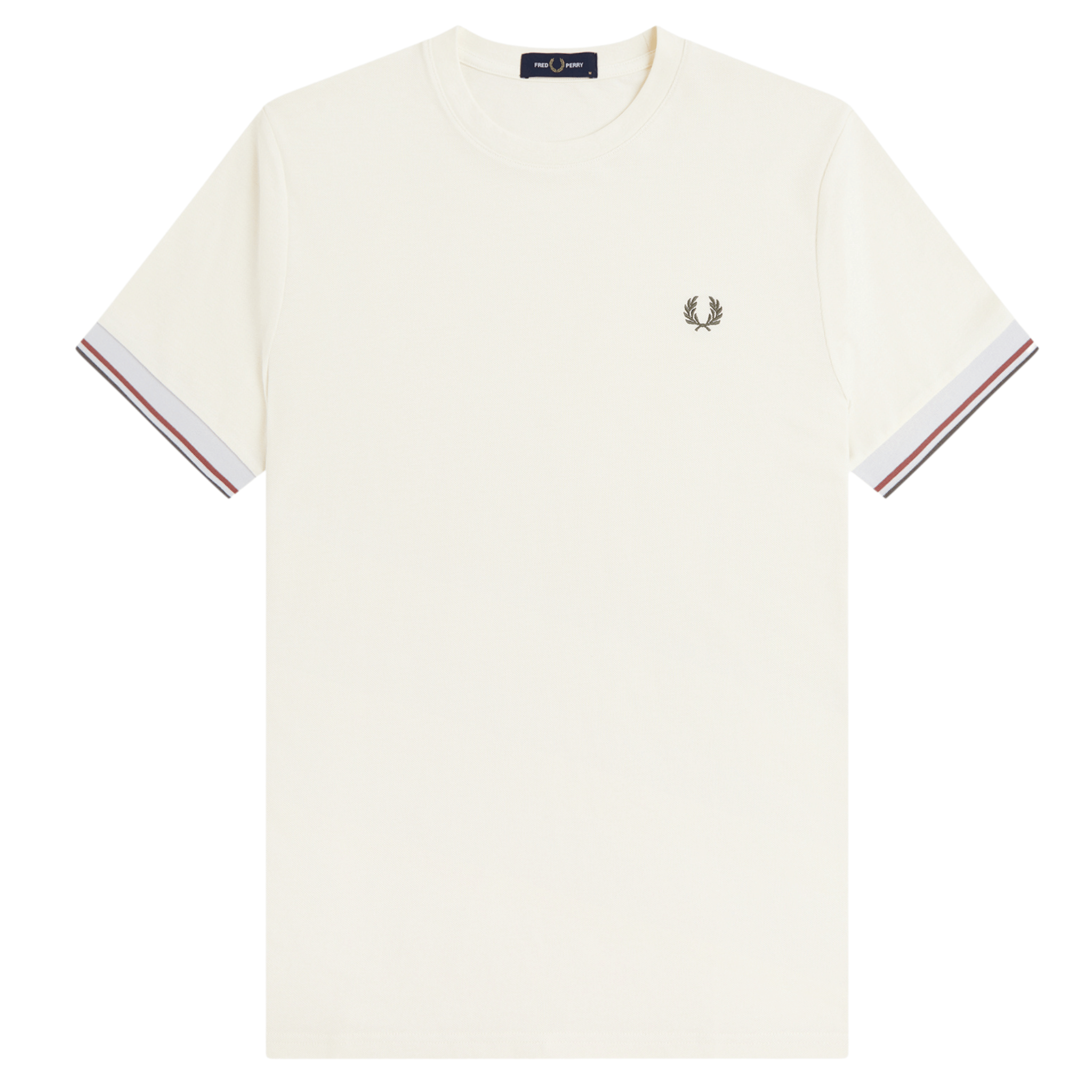 Mens Fred Perry Ecru Twin Tipped Cuff S/s T Shirt
