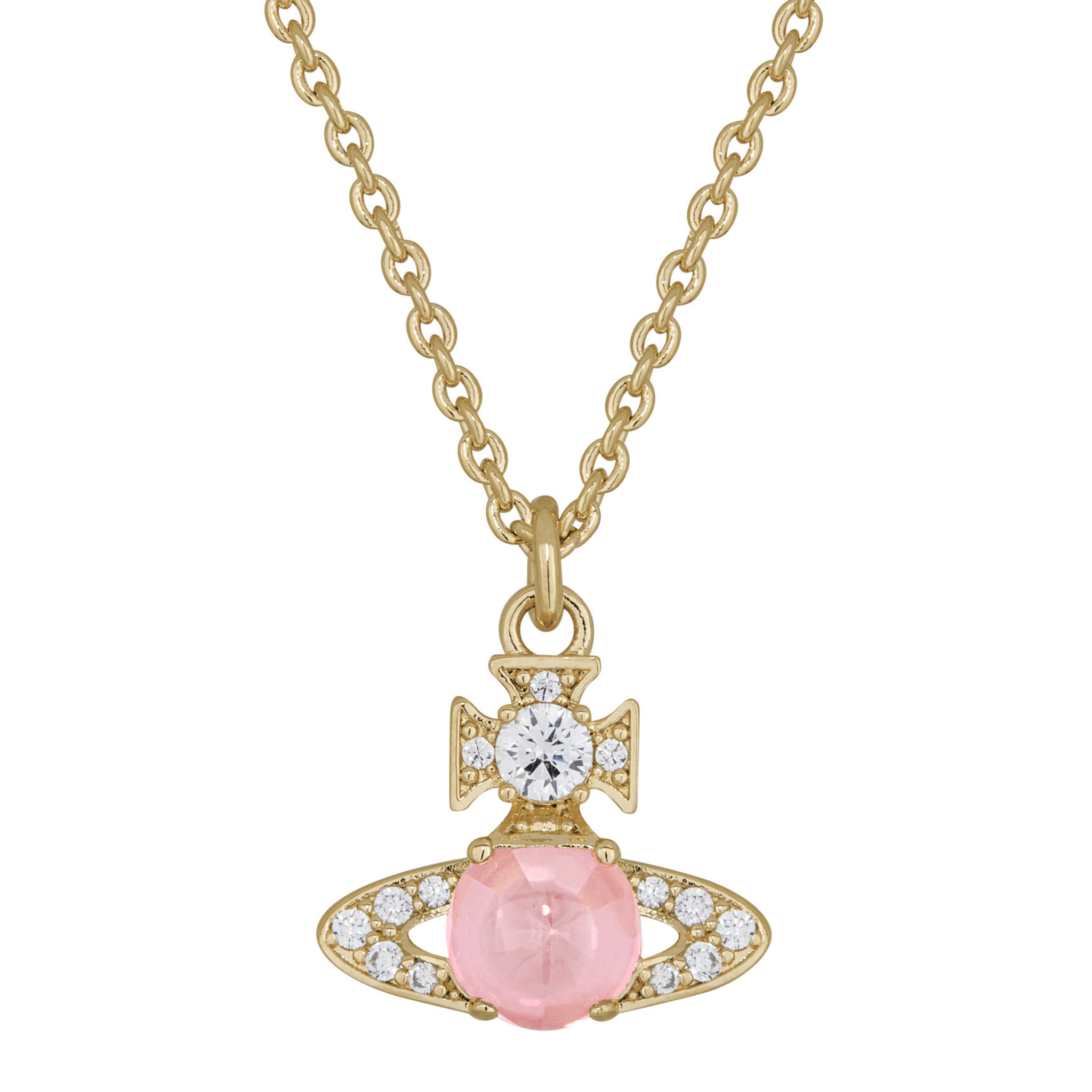 Vivienne Westwood Gold/Pink/White CZ Ondina Pendant Necklace