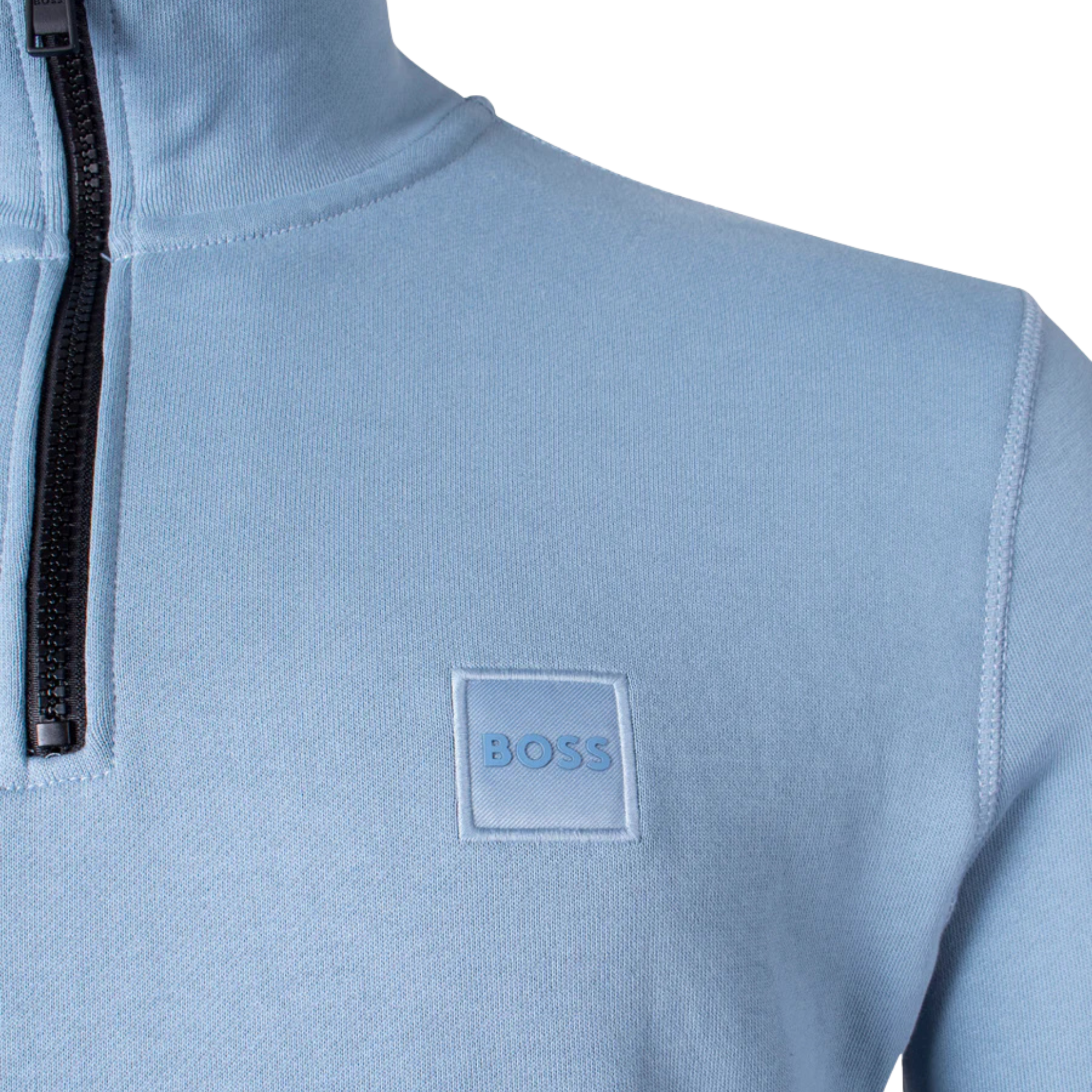 Mens BOSS Light Blue Zetrust Half Zip Sweatshirt
