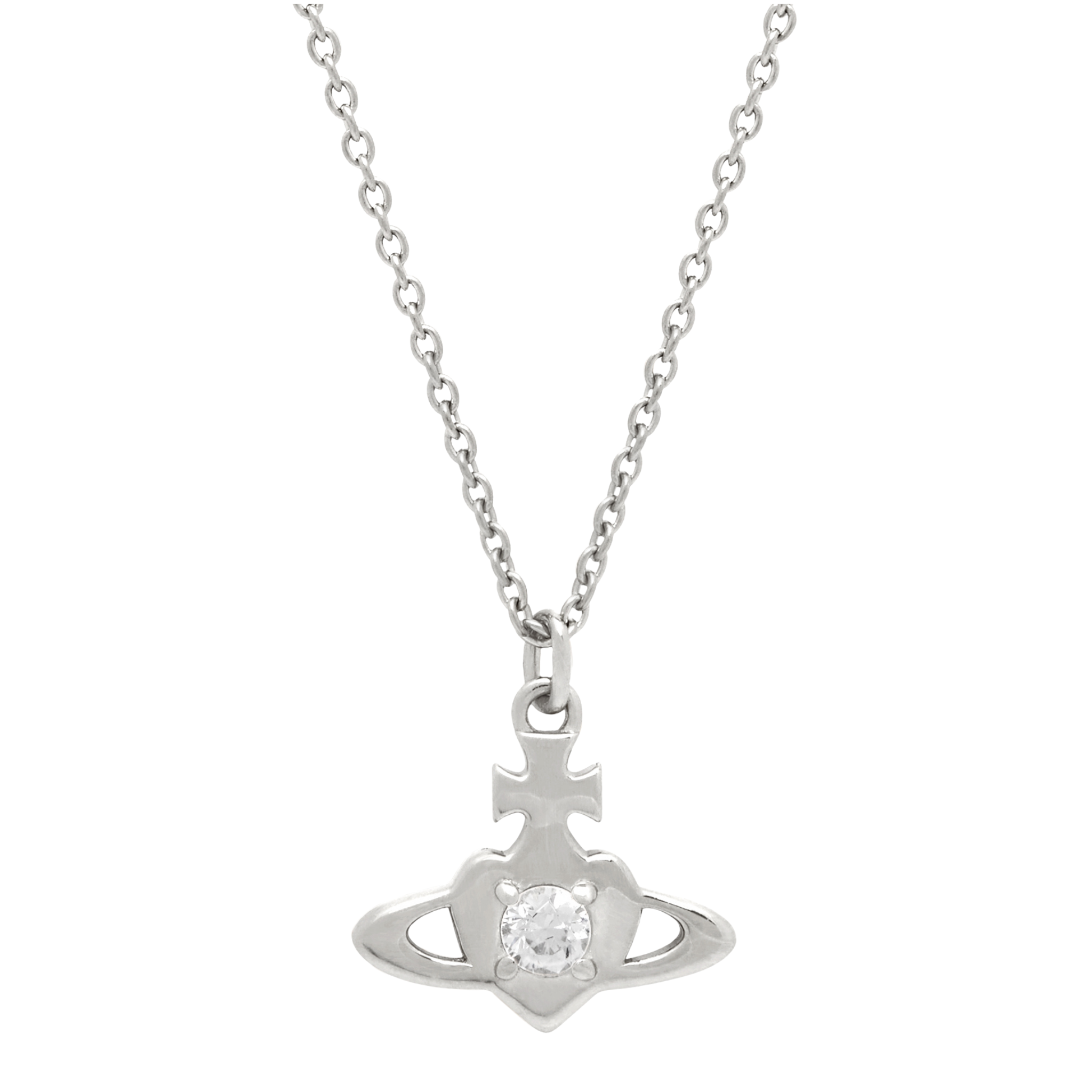 Vivienne Westwood Platinum/White CZ Noella Pendant Necklace