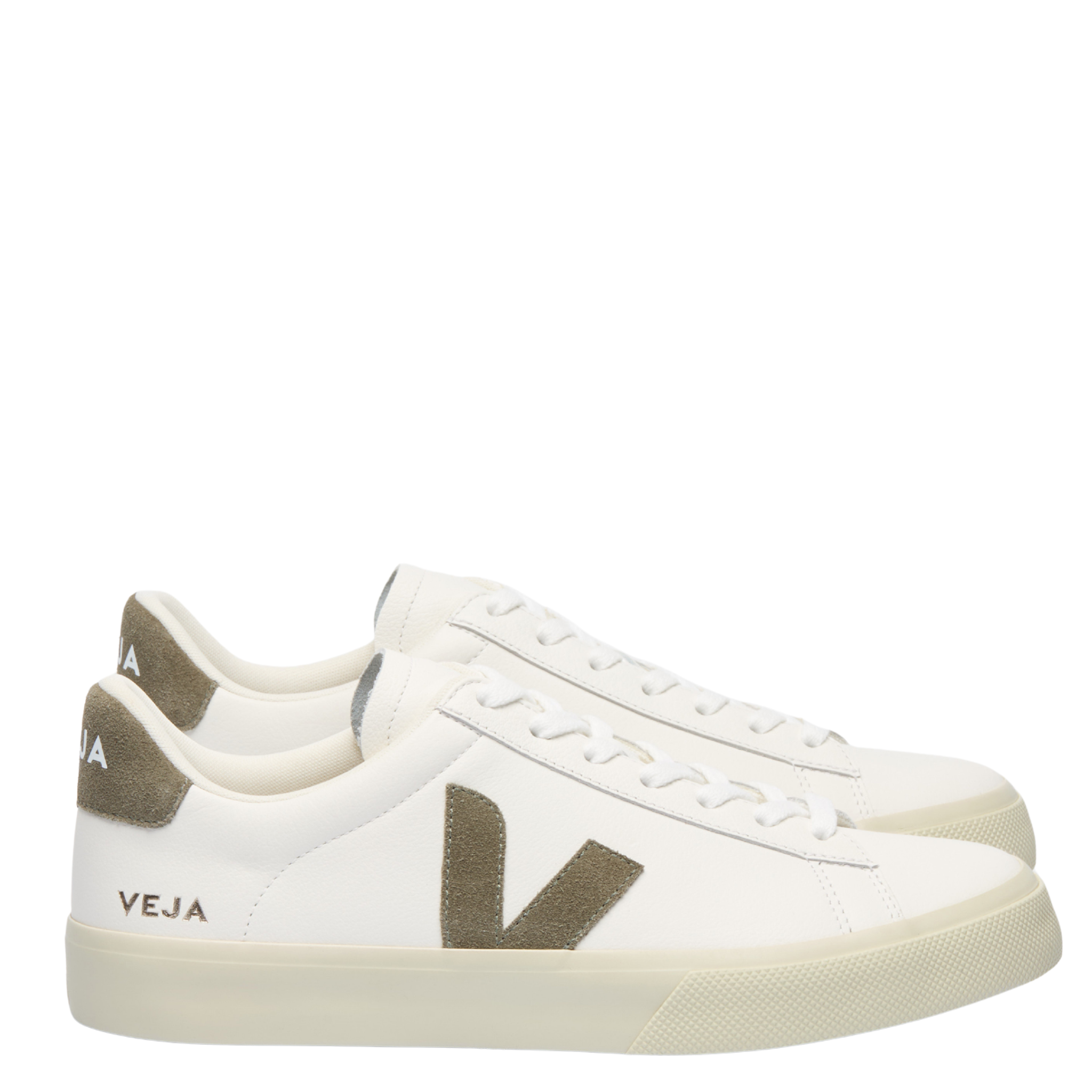 Mens VEJA Extra White/Kaki Campo Trainers