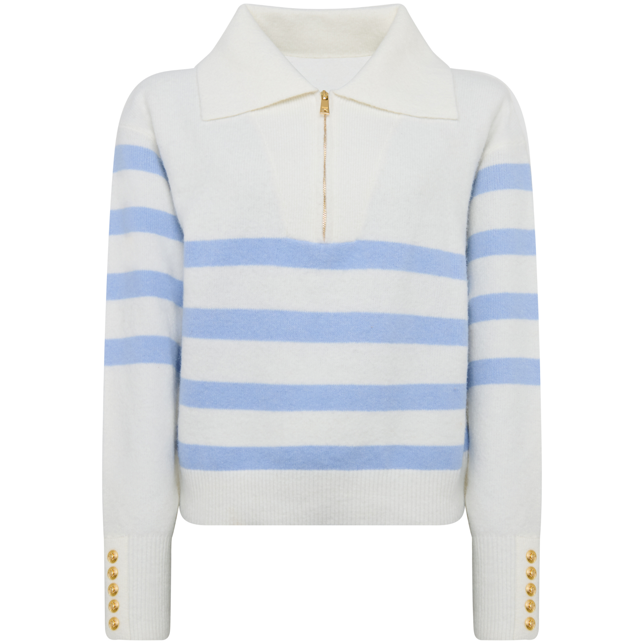 Womens Holland Cooper Natural/Powder Blue Lydia Quarter Zip Knit