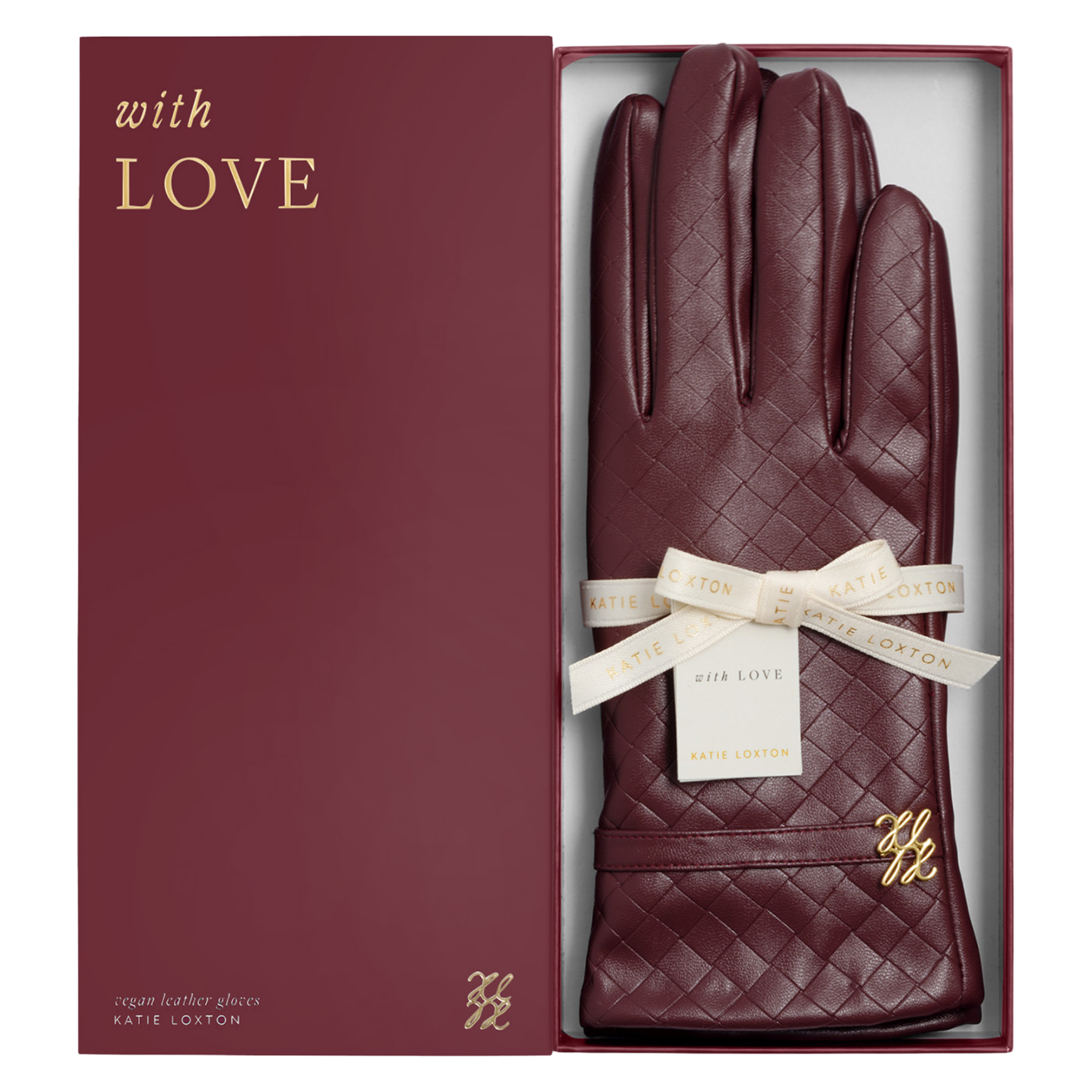 Womens Katie Loxton Cherry Woven Faux Leather Boxed Gloves