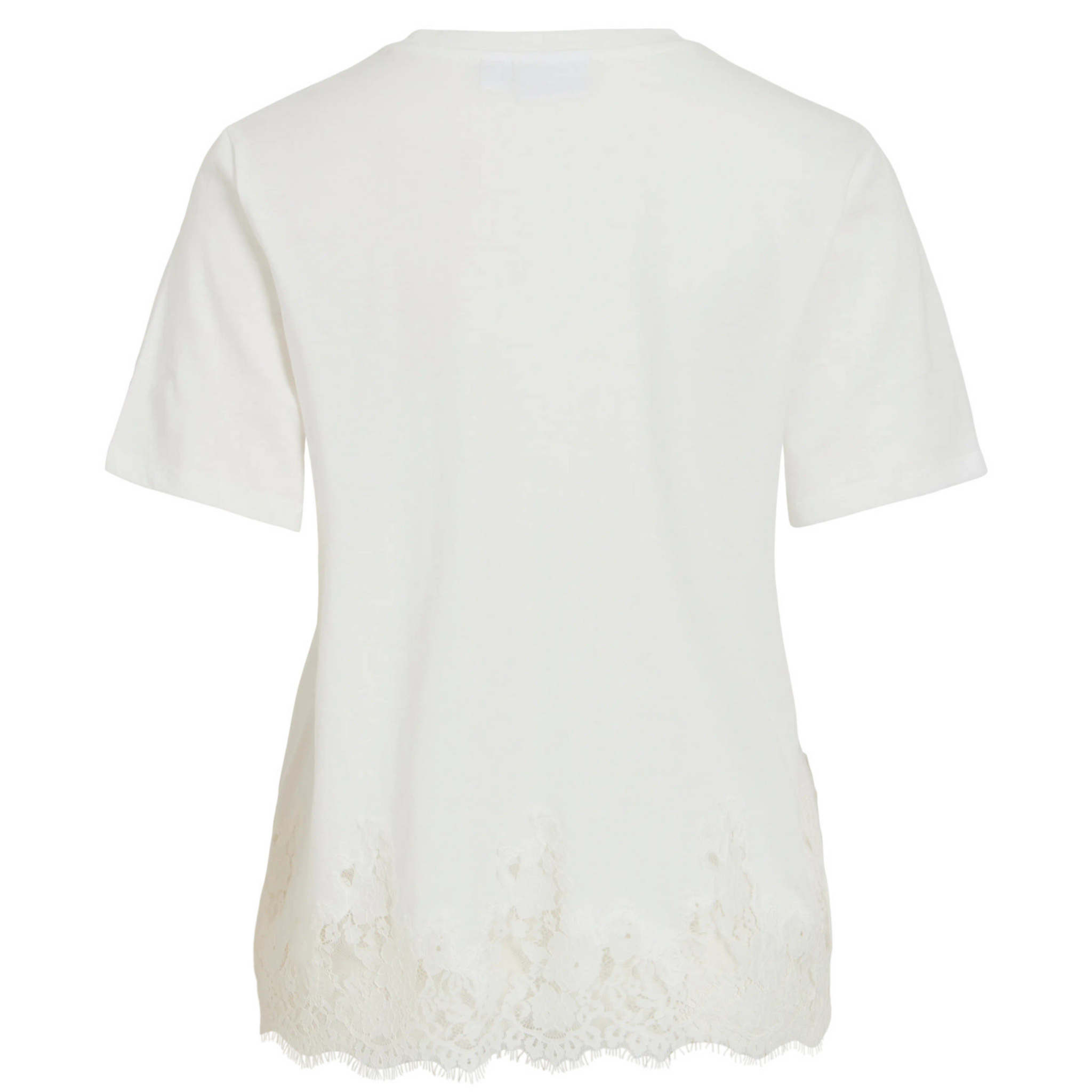 Womens Vila Snow White Viopella Lace Detail S/s T Shirt