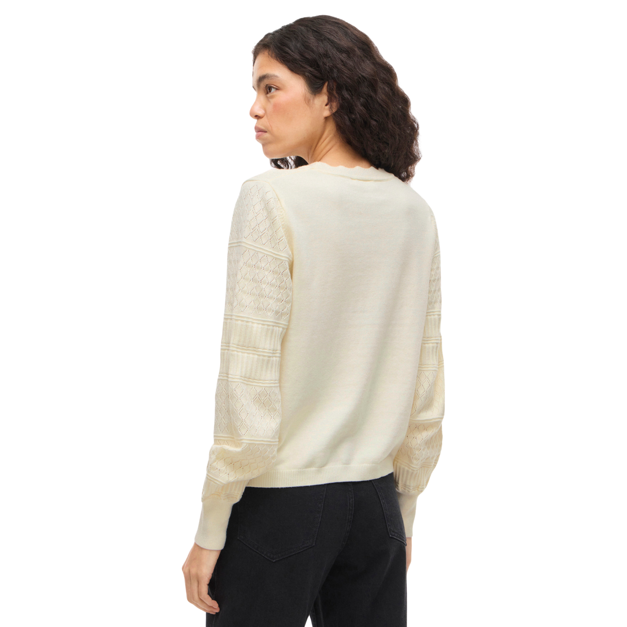 Womens Vila Whisper White Vimilos Pointelle L/s Top