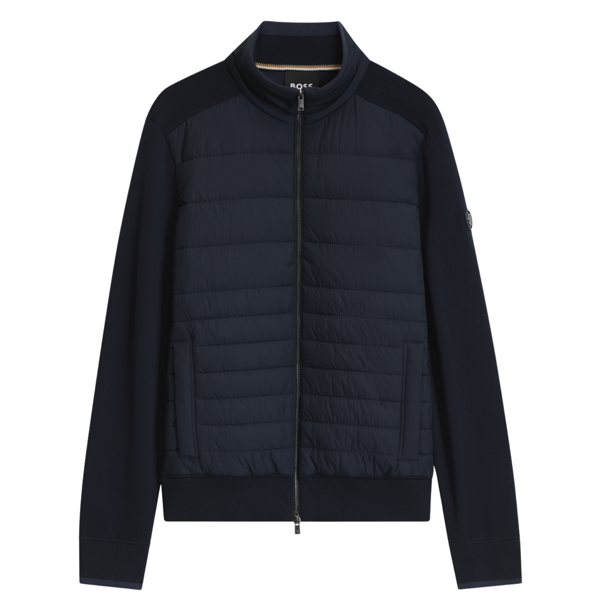 Mens BOSS Dark Blue H-Facente Hybrid Knit Jacket