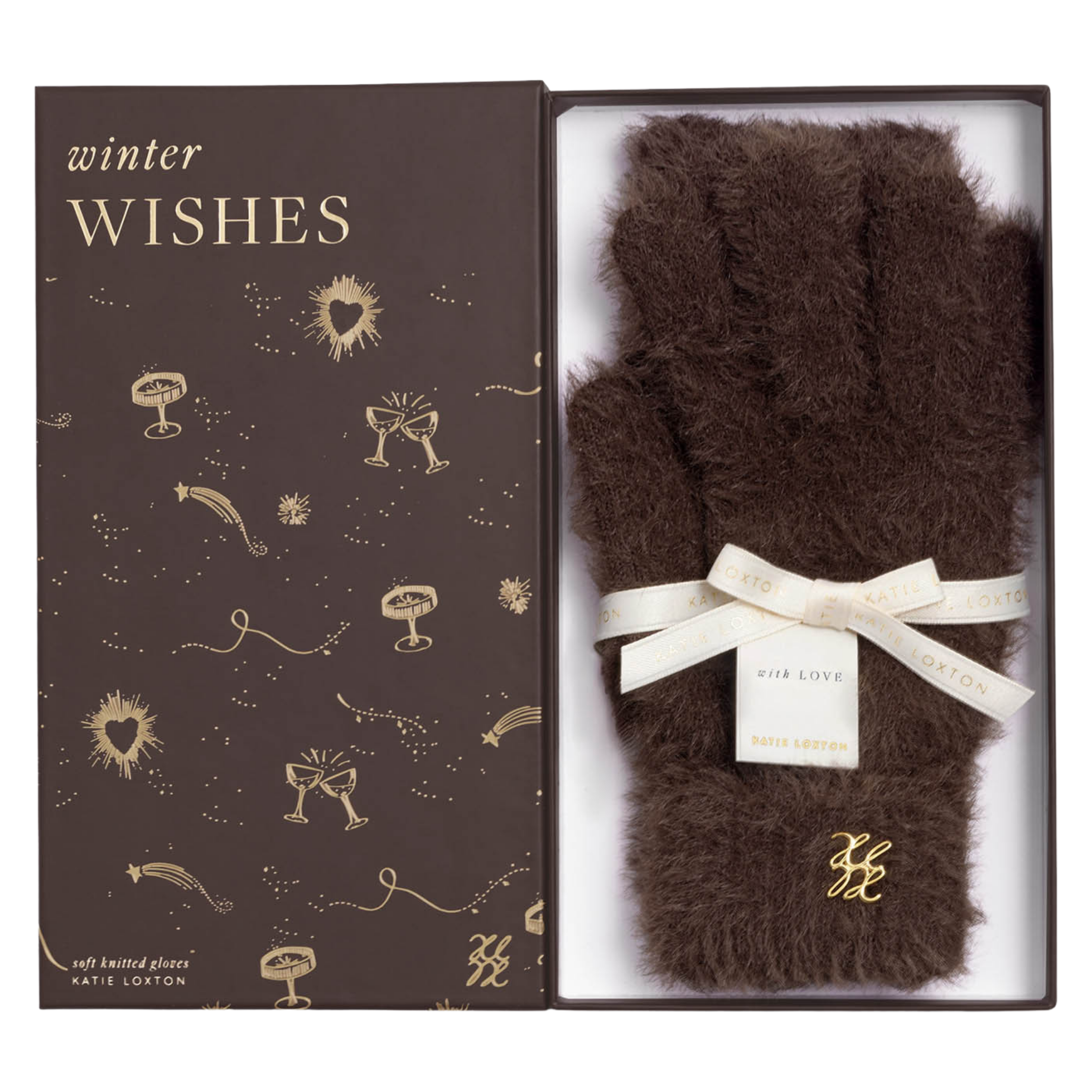 Womens Katie Loxton Chocolate Boxed Soft Knit Gloves