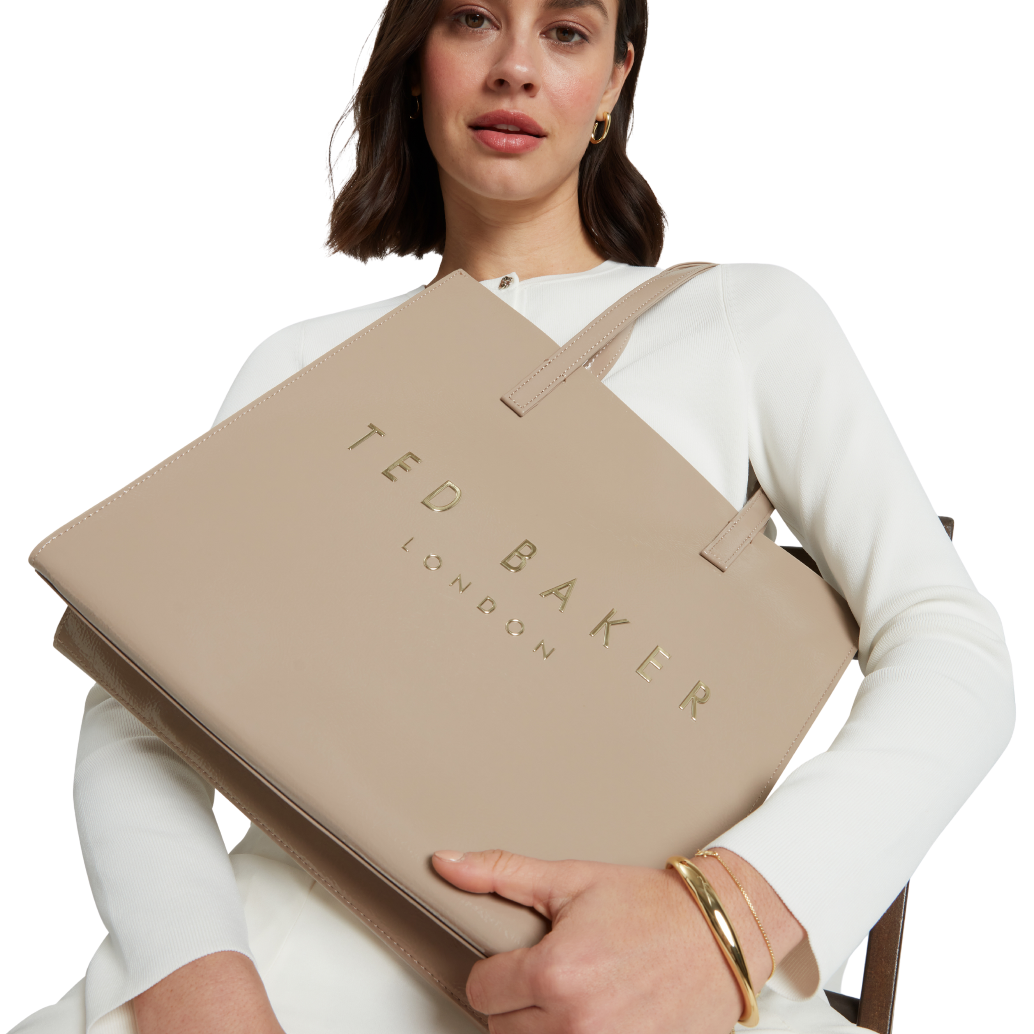 Womens Ted Baker Stone Crinkon Crinkle Large Icon Bag