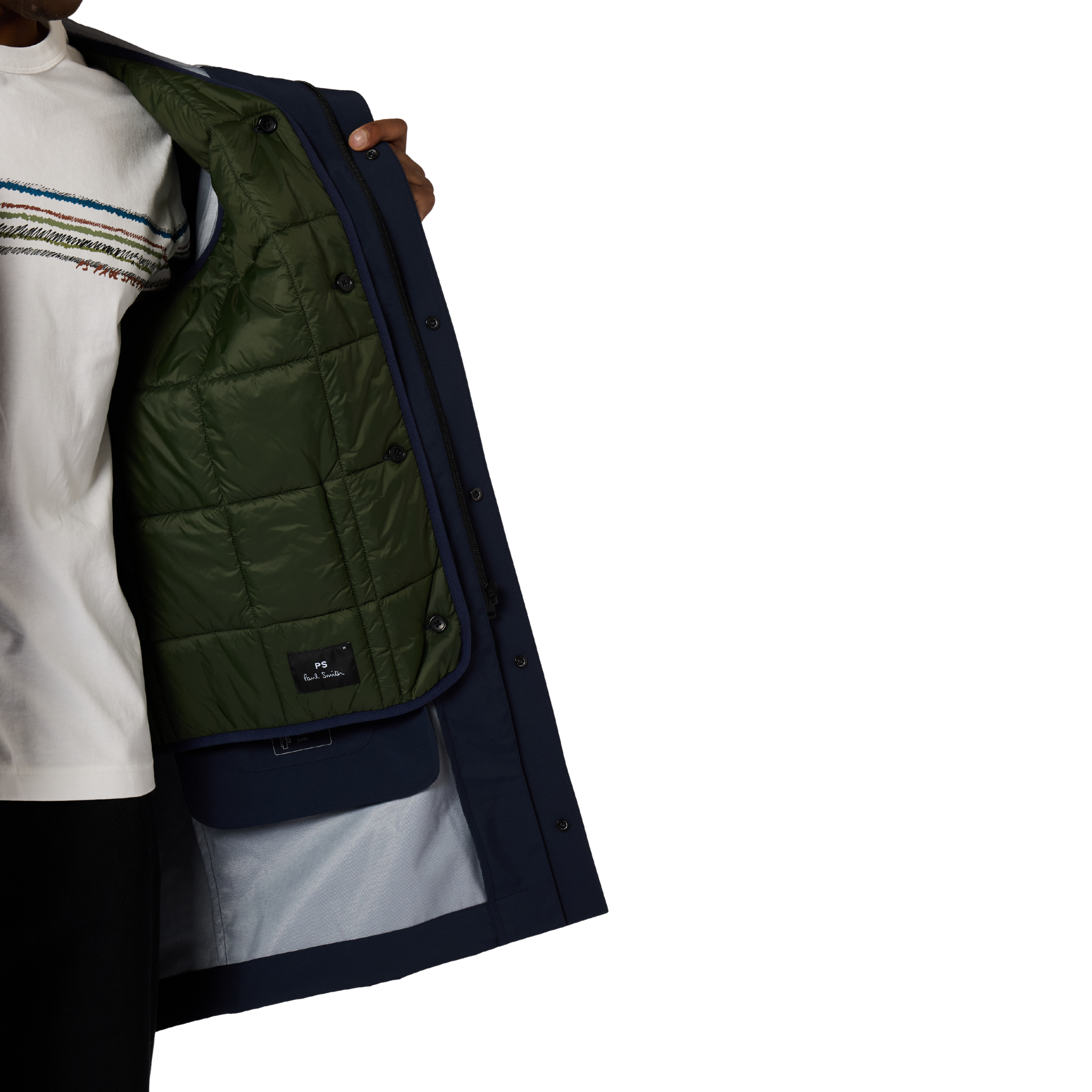 Mens Paul Smith Dark Blue Detachable Liner Parka
