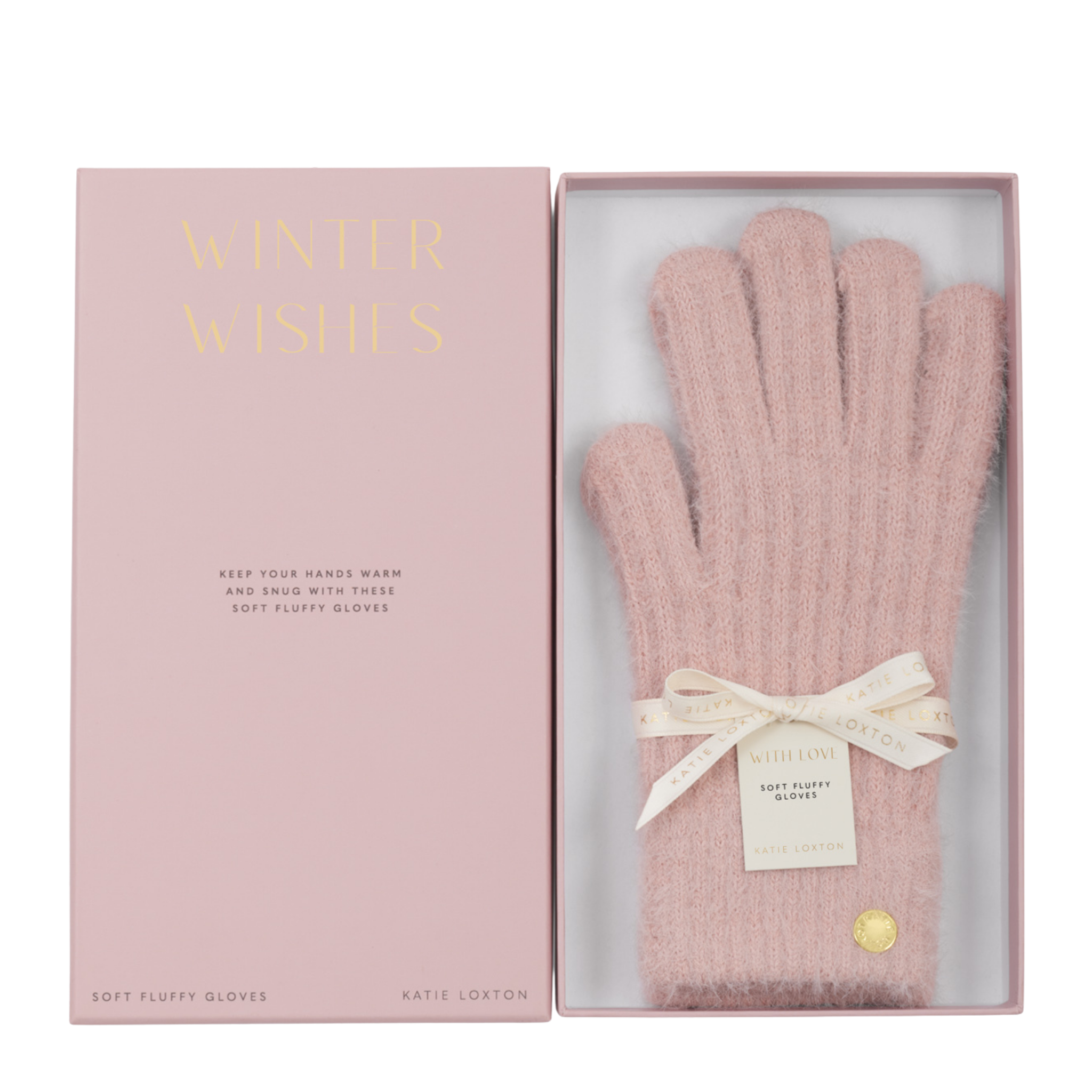 Womens Katie Loxton Pink Gift Boxed Soft Knit Gloves
