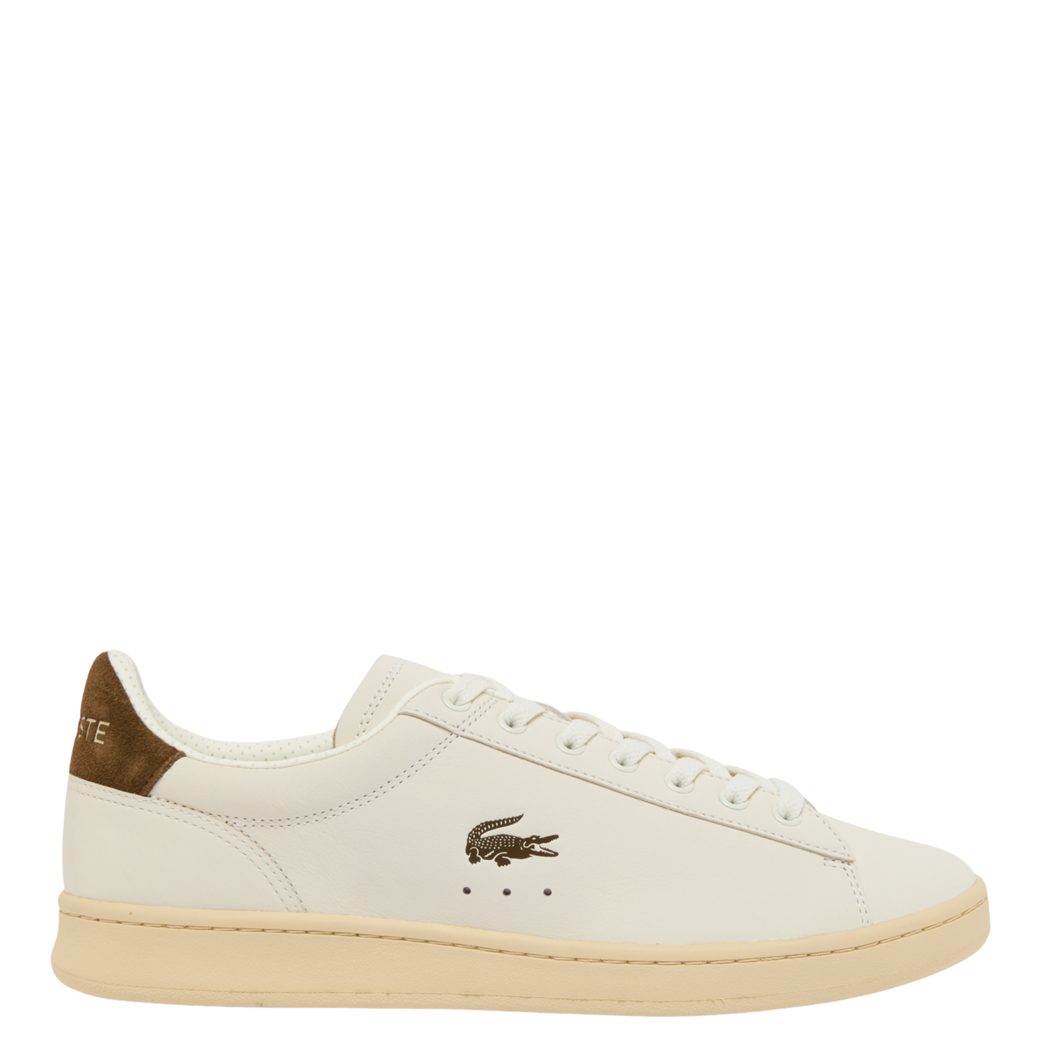 Mens Lacoste Off White/Dark Brown Carnaby Set Trainers