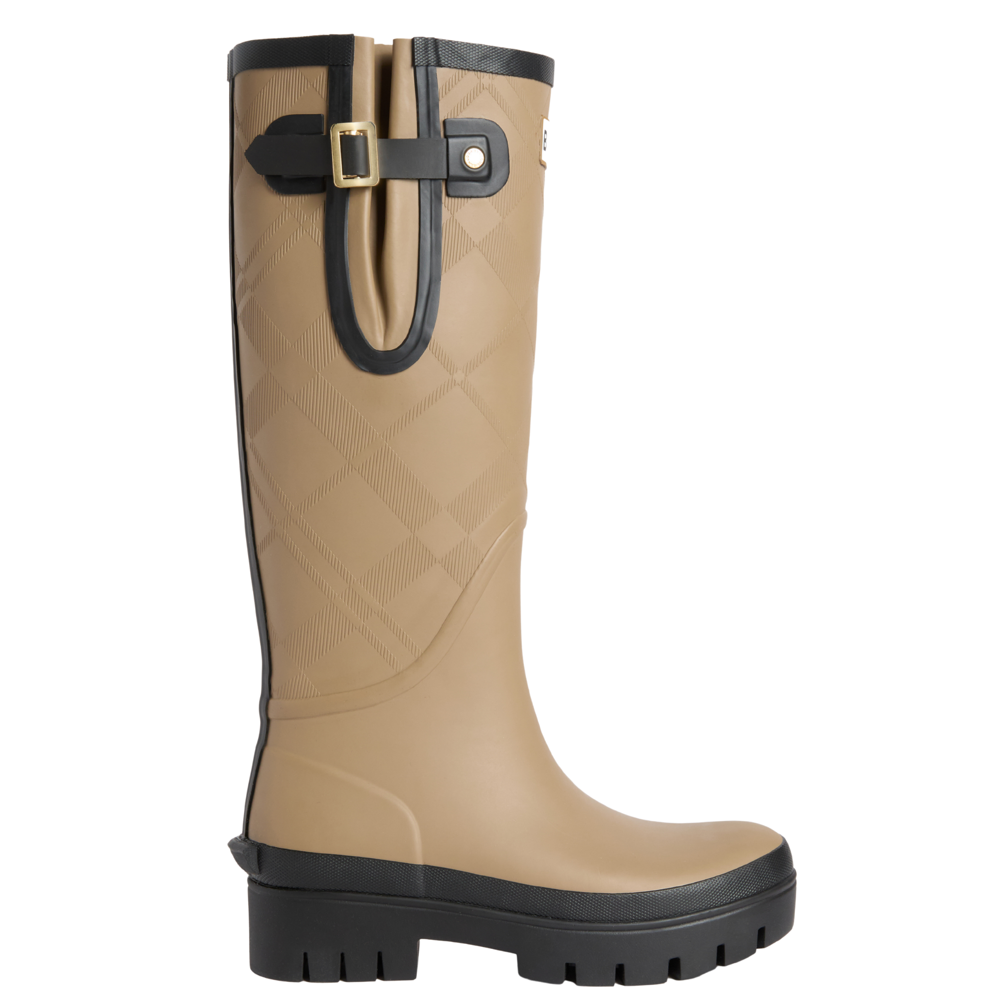 Womens Barbour Military Brown Leighton Tartan Tall Welly