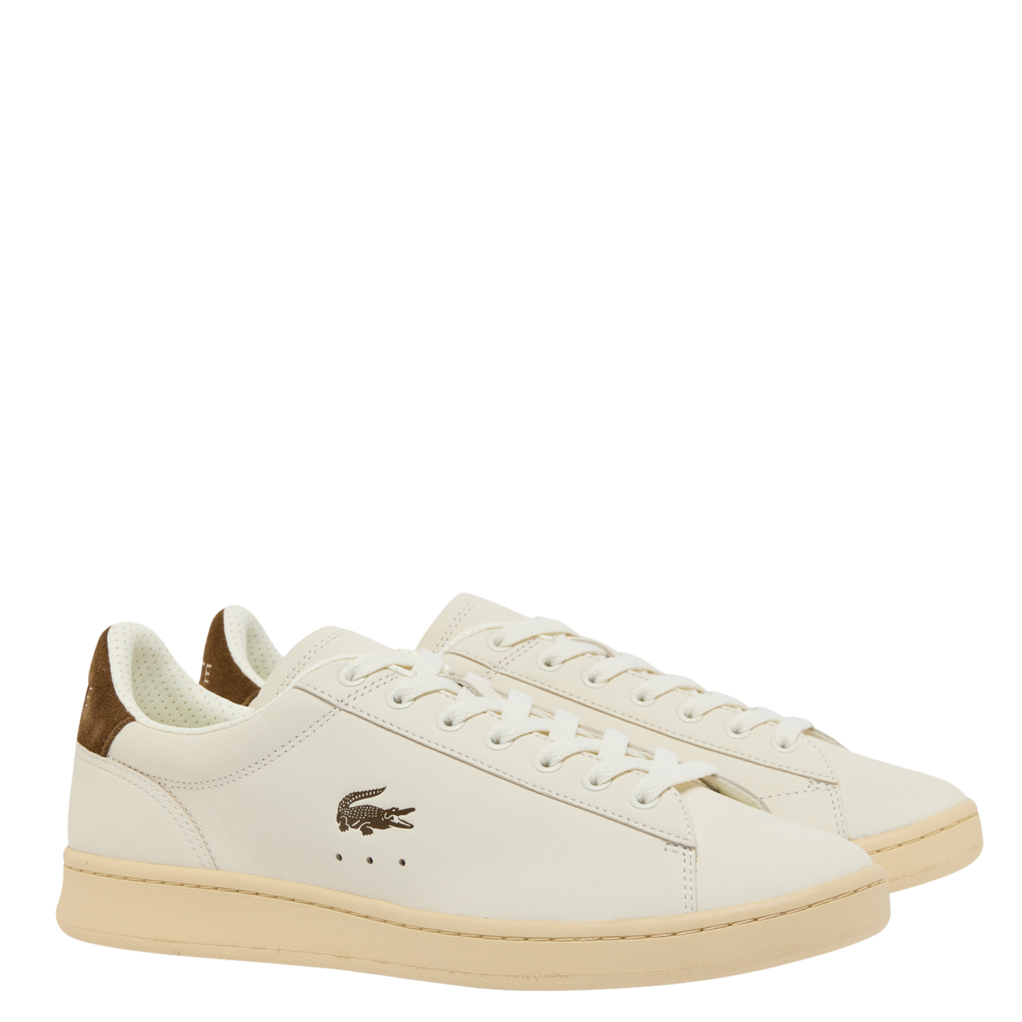 Mens Lacoste Off White/Dark Brown Carnaby Set Trainers
