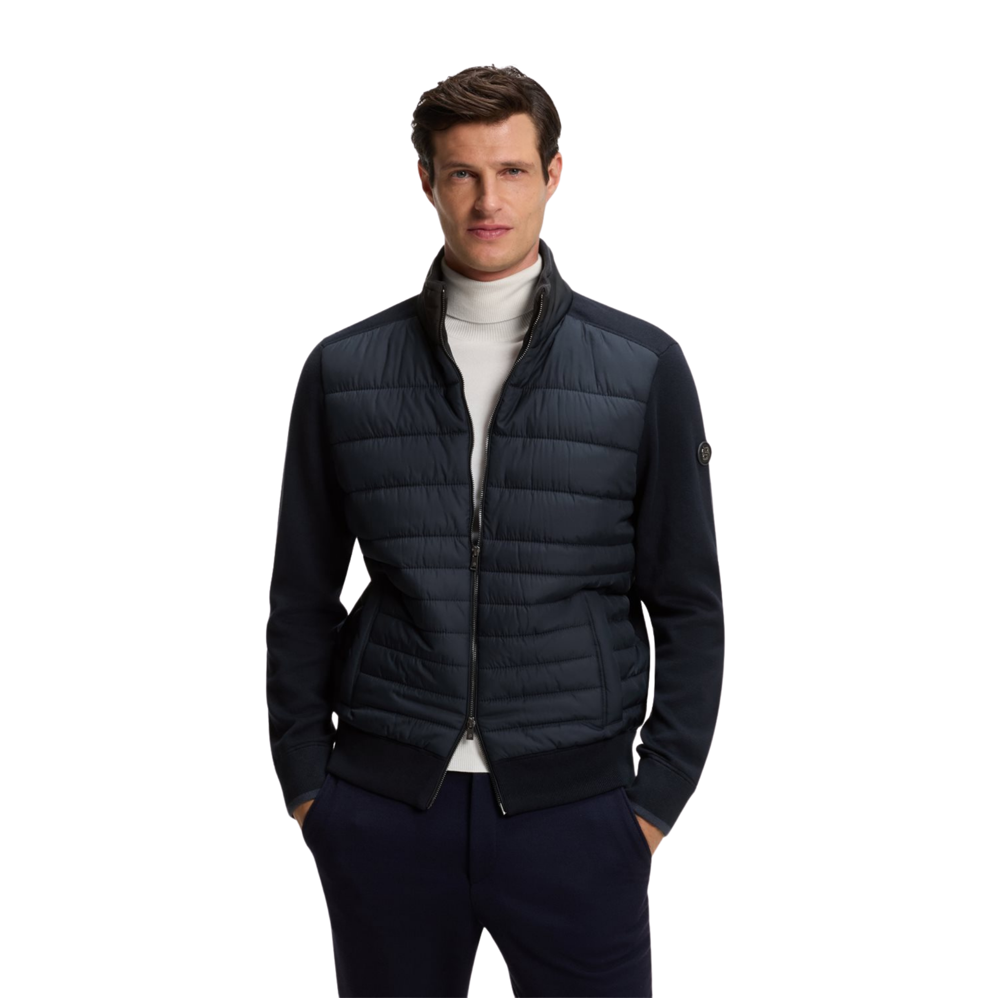 Mens BOSS Dark Blue H-Facente Hybrid Knit Jacket