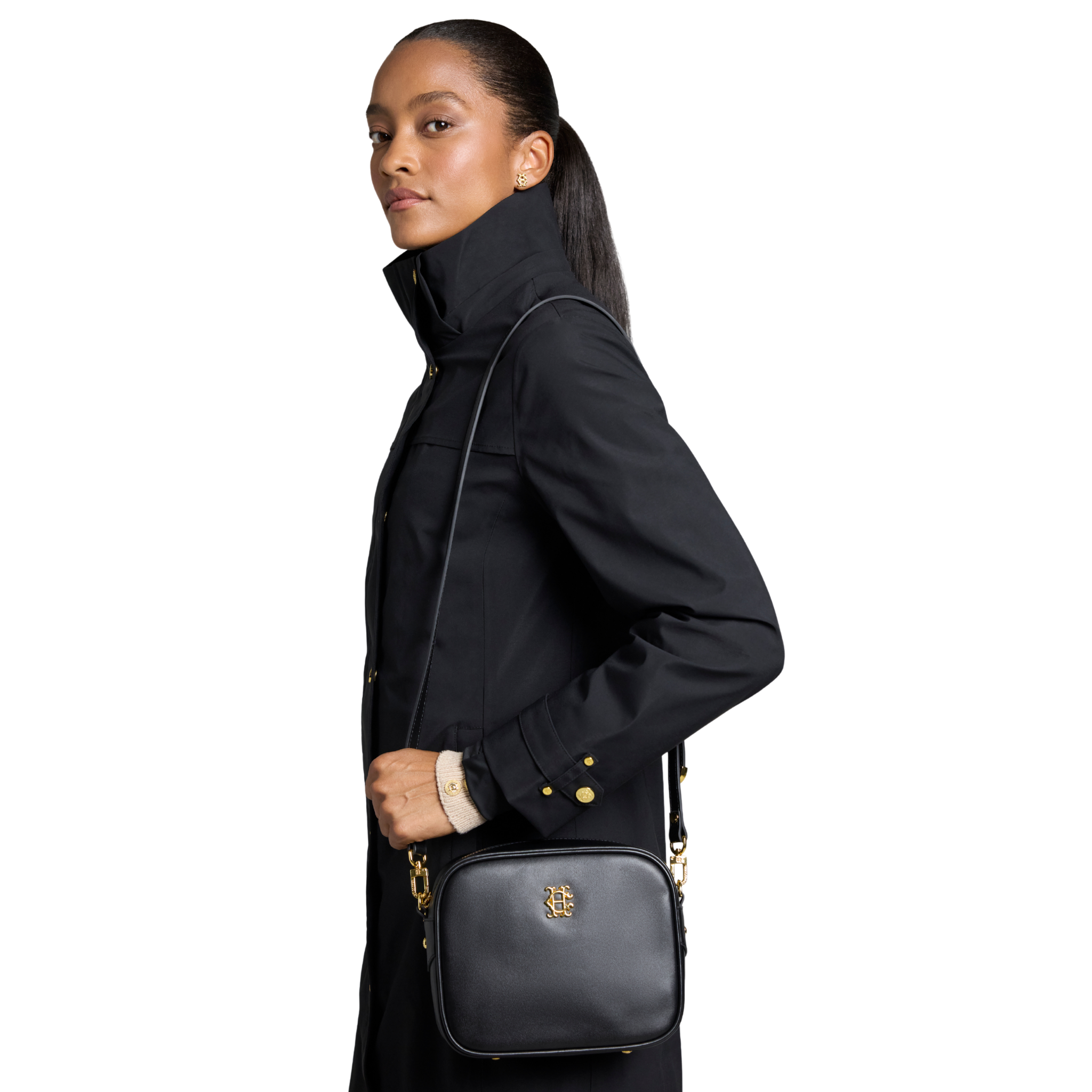 Womens Holland Cooper Black Leather Country Camera Bag