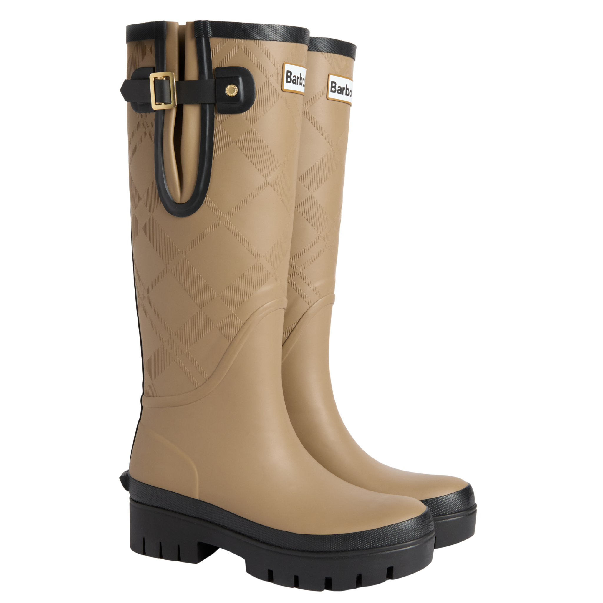 Womens Barbour Military Brown Leighton Tartan Tall Welly