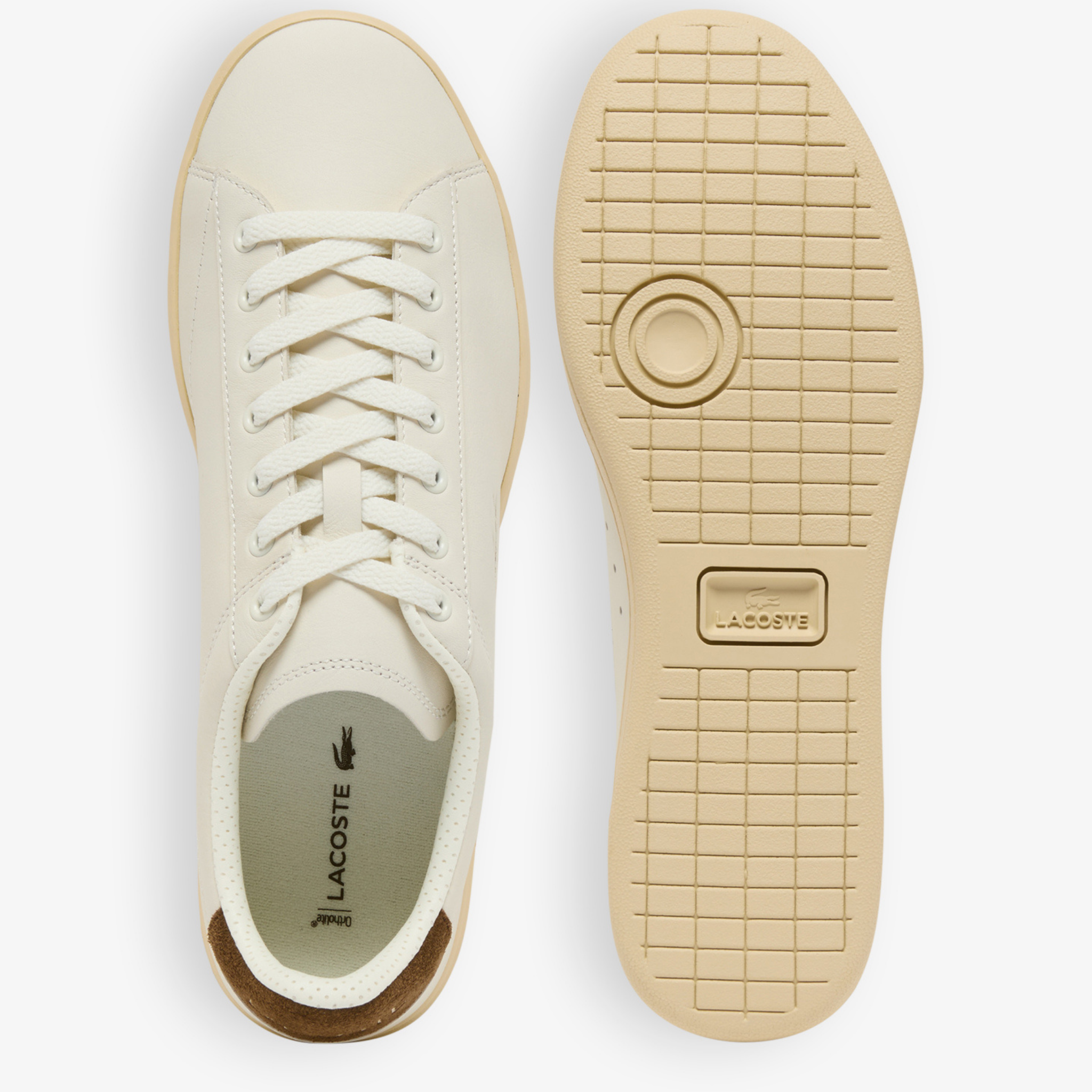 Mens Lacoste Off White/Dark Brown Carnaby Set Trainers