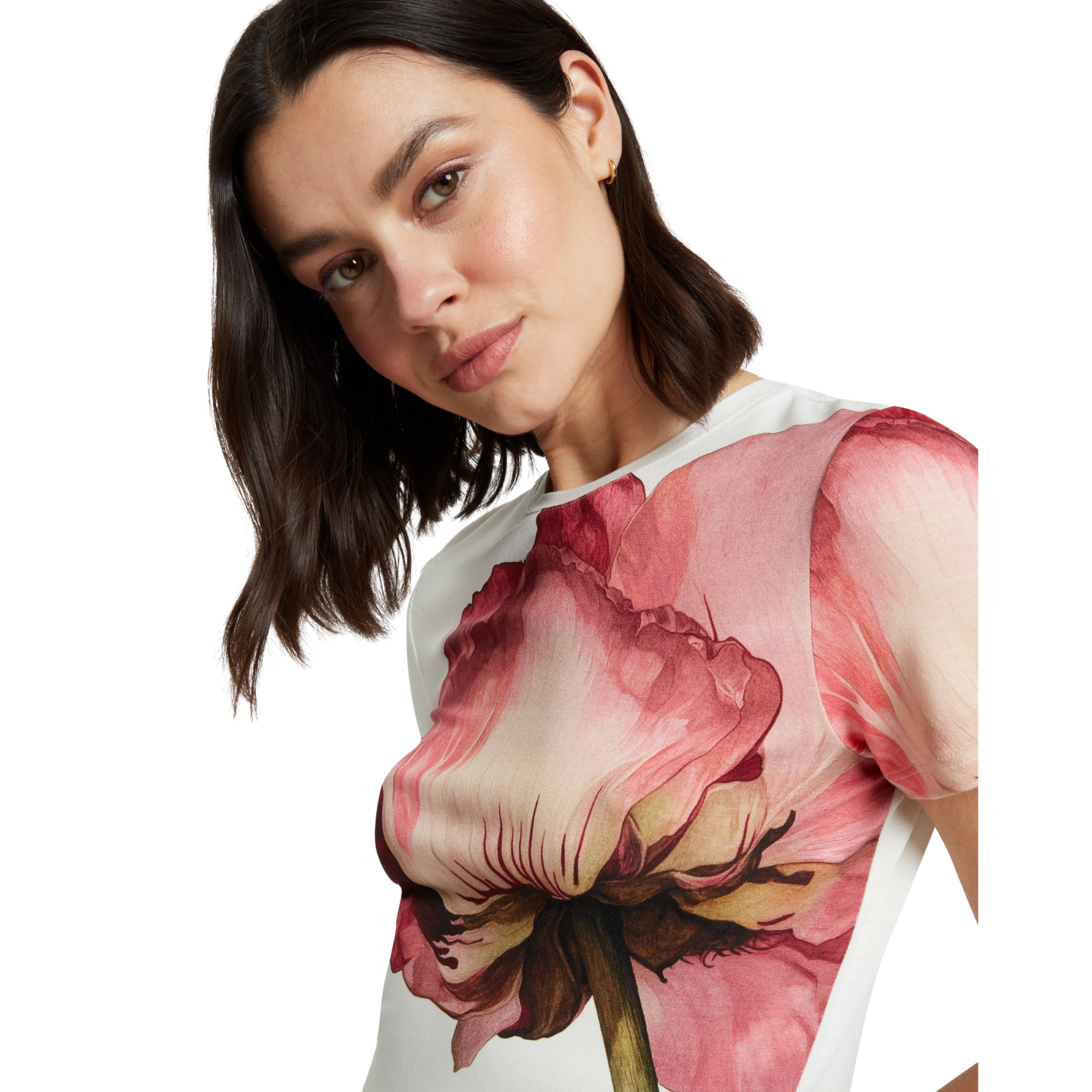 Womens Ted Baker Ivory Obrey Printed Fitted S/s T Shirt