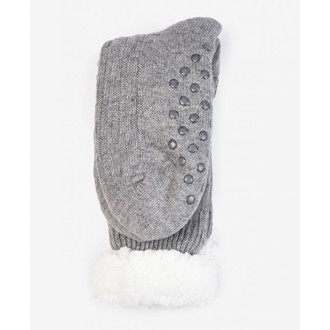 Womens Barbour Grey Melange Cable Knit Lounge Socks