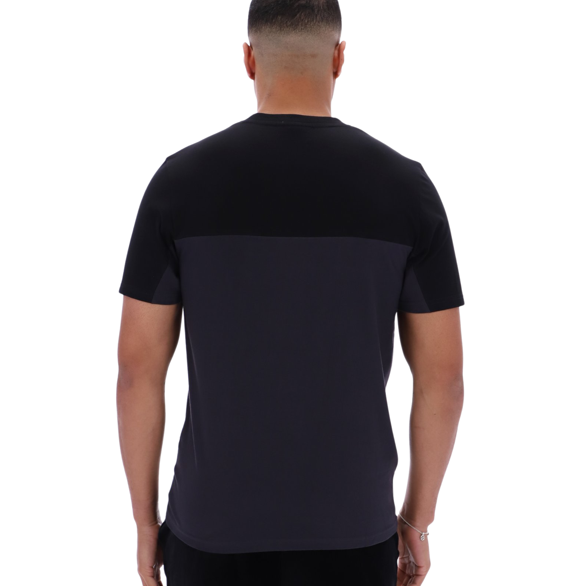 Mens Fila Black/Charcoal/Gardenia Tiebreaker Colour Block S/s T Shirt