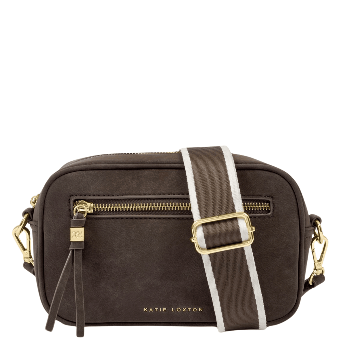 Womens Katie Loxton Chocolate Lottie Suedette Crossbody Bag